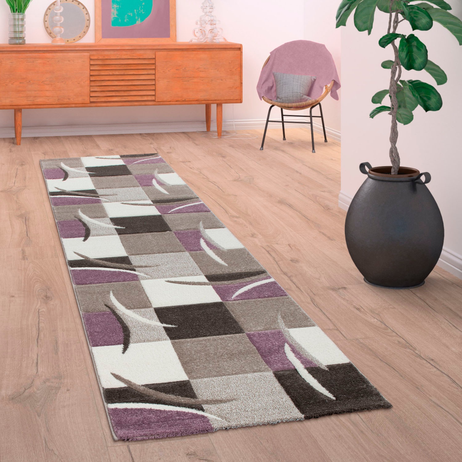 Paco Home Läufer »Lara 235«, rechteckig, 16 mm Höhe, Teppich-Läufer, modernes Design, Pastell-Farben, mit Konturenschnitt