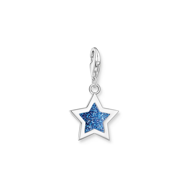 THOMAS SABO Charm-Einhänger »Stern Silber-Blau« silberfarben-dunkelblau Charm-Anhänger Stern Silber