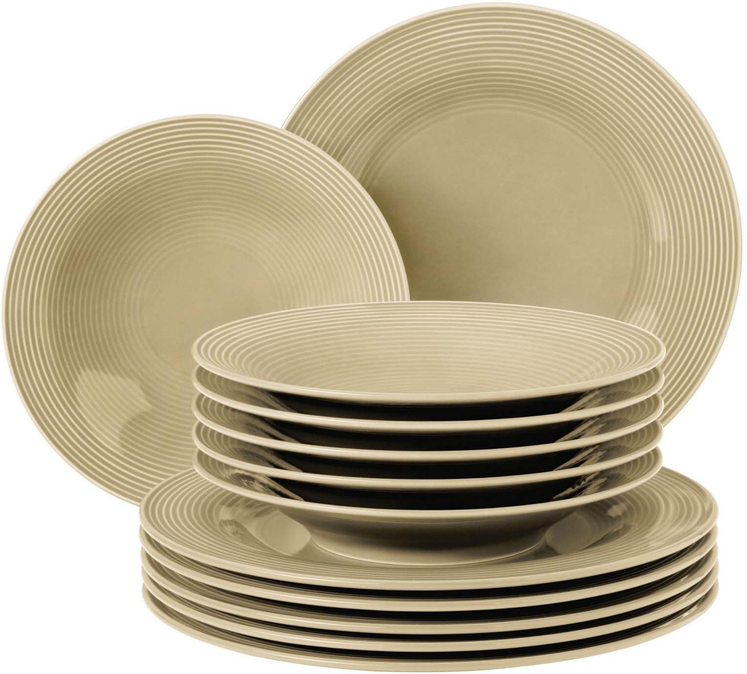 Seltmann Weiden Tafelservice »Teller Set, Geschirr-Set Beat«, (Set, 12 tlg., 6x Speiseteller rund 27,5 cm
6x Suppenteller rund 22,5 cm), Teller Set, weiß, mit Rillendekor, 12 Teile, für 6 Personen