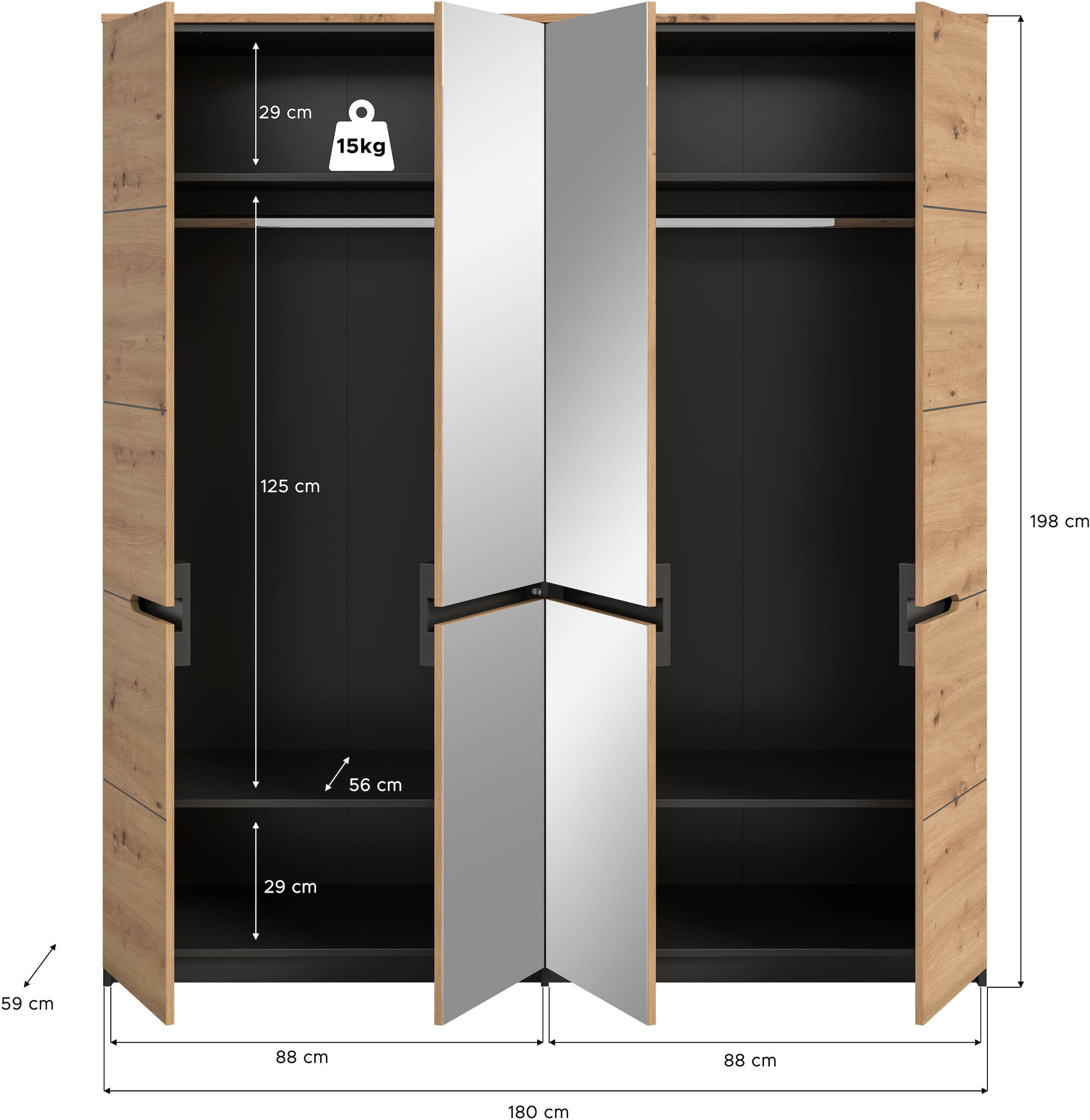 Home affaire Kleiderschrank 2 Stk. tlg. Schlafzimmerschrank, Schrank, Garderobenschrank, Garderobe
