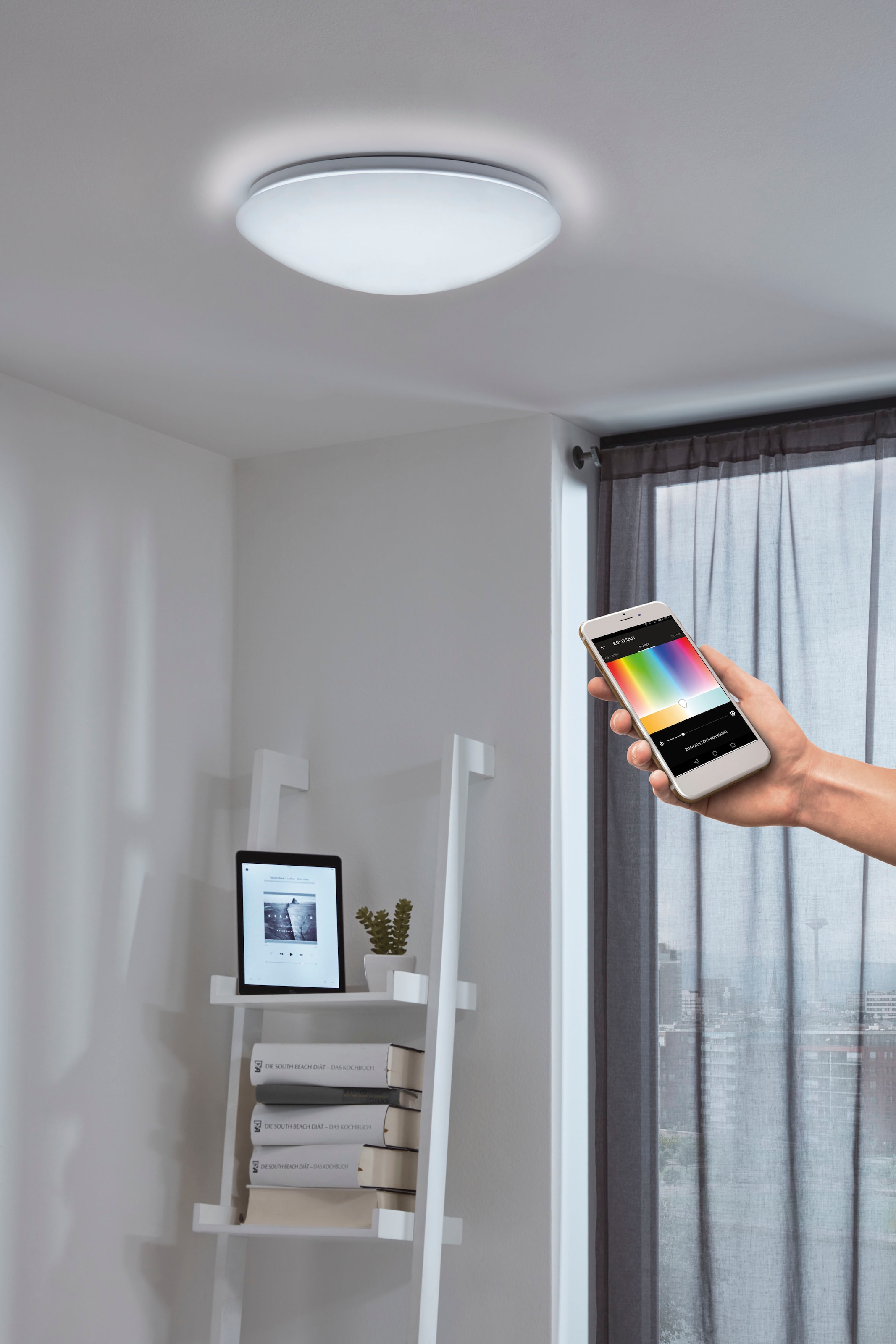 EGLO LED Deckenleuchte »GIRON-C«, 1 flammig, Leuchtmittel LED-Board | LED fest integriert, Smart Home Deckenlampe Ø30cm, dimmbar, Weißtöne und Farben einstellbar