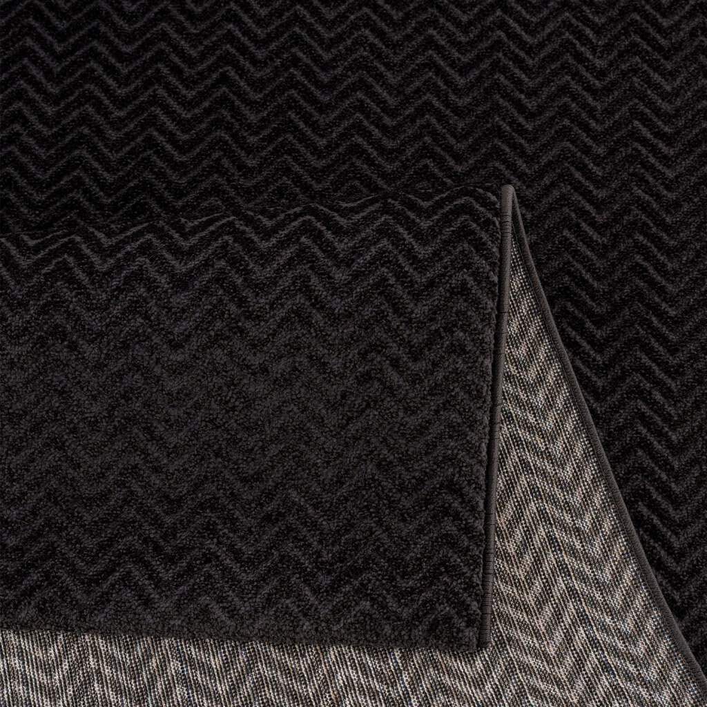 Carpet City Teppich »Friseé-Teppich FANCY805«, rechteckig, 12 mm Höhe, Läufer, Kurzflor, Einfarbig, 3D-Optik, Zickzack Look, Wohnzimmer