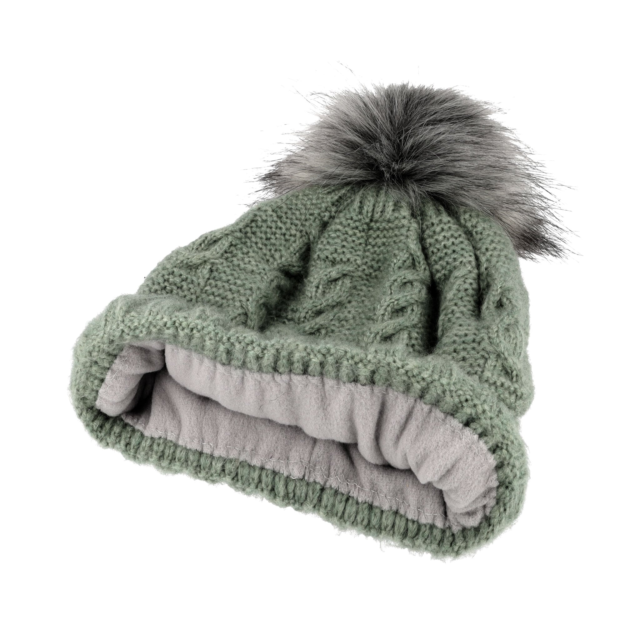 MAXIMO Strickmütze, angenehmer Materialmix, gefüttert, Bommel, breiter Umschlag