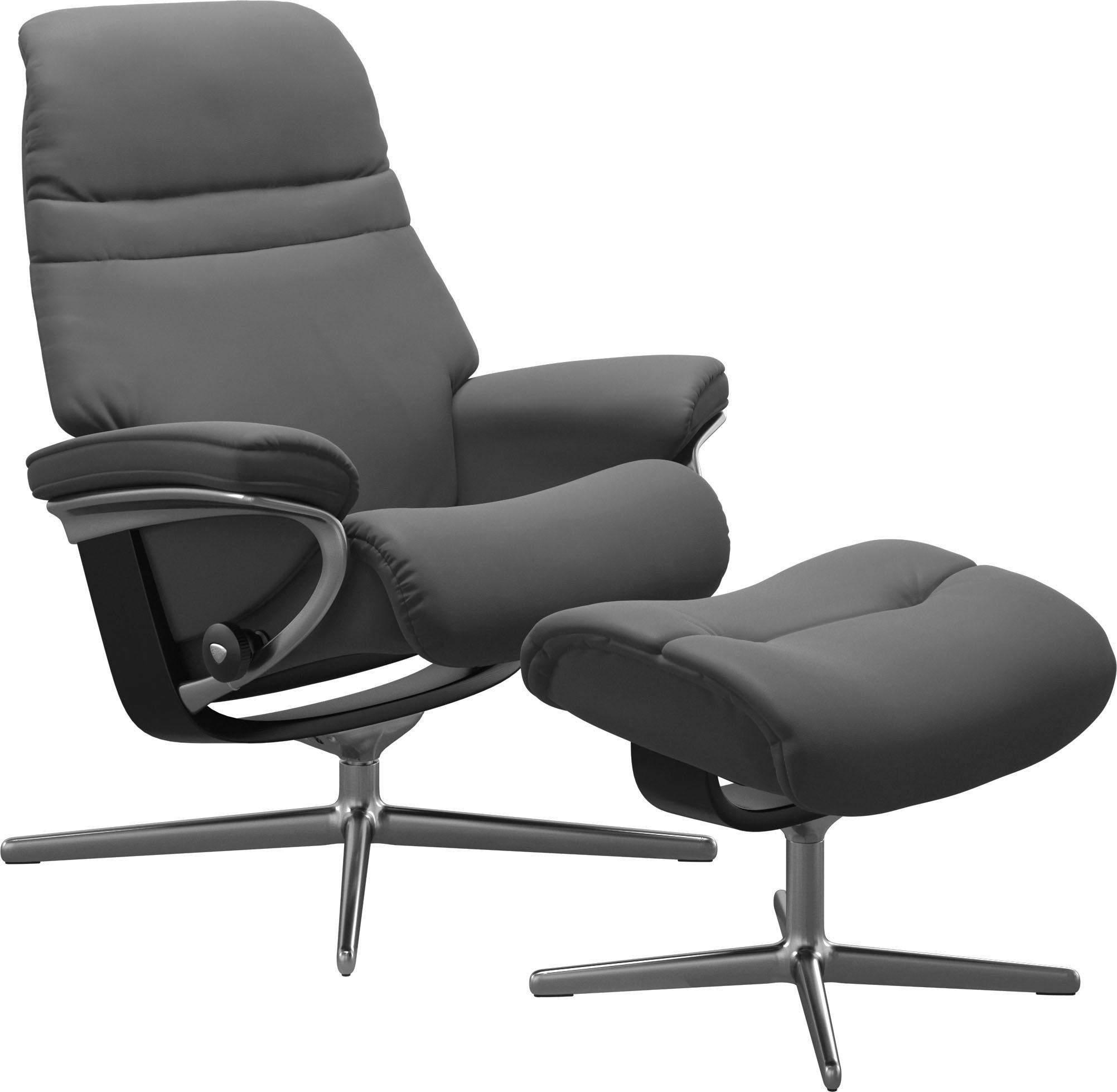 Stressless® Relaxsessel »Sunrise«, (Set, Relaxsessel mit Hocker), mit Hocker, mit Cross Base, Größe S, M & L, Holzakzent Schwarz
