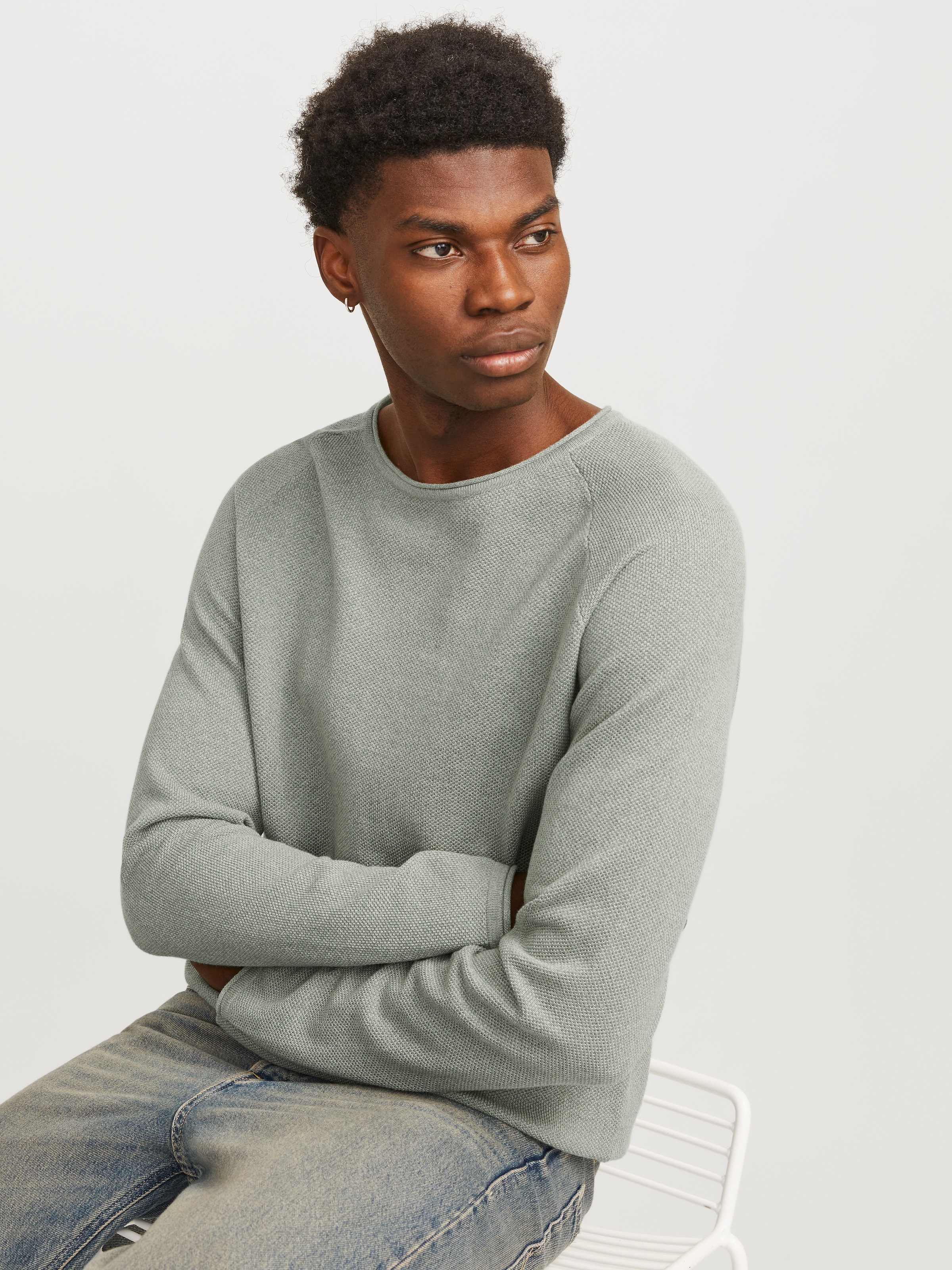 Jack & Jones Rundhalspullover »JJEHILL KNIT CREW NECK NOOS« mit Strukturstrick