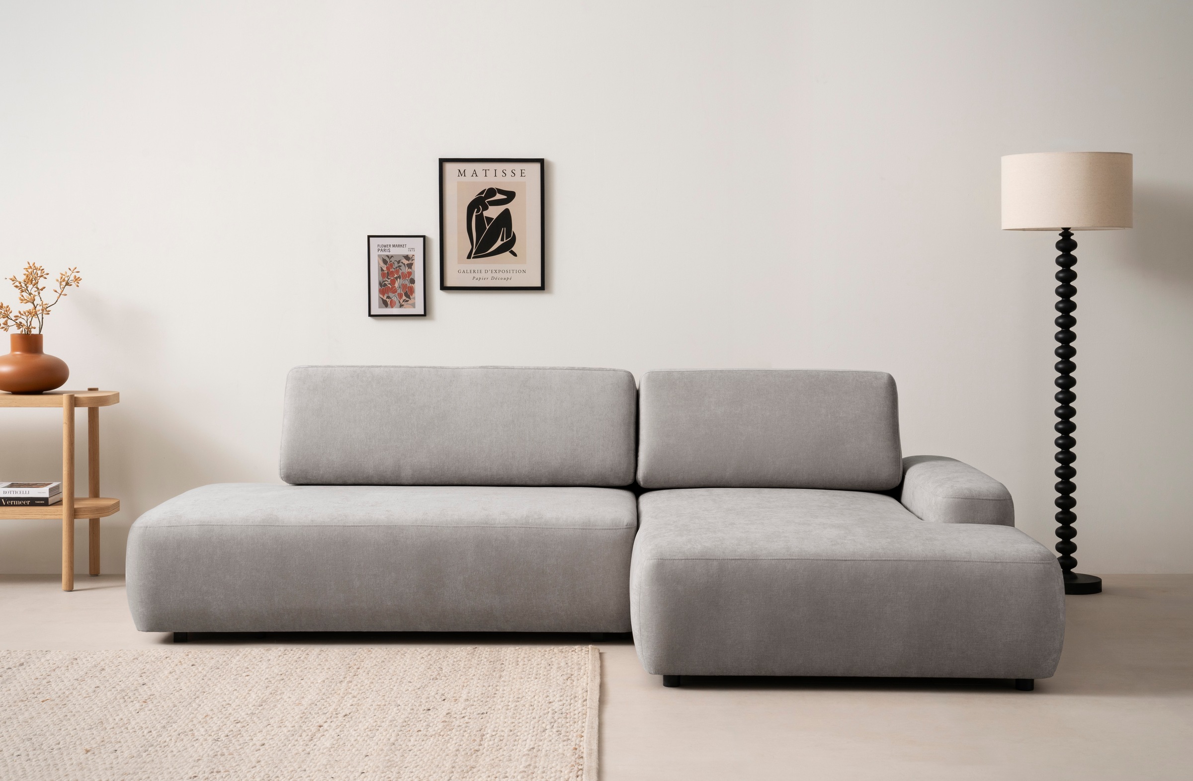 INOSIGN Ecksofa »TORGE, Schlafsofa Cord, Samtvelours u. Strukur fein, Couch in L-Form«, Schlaffunktion und Bettkasten, Liegefläche: 210x125 cm, neues Design