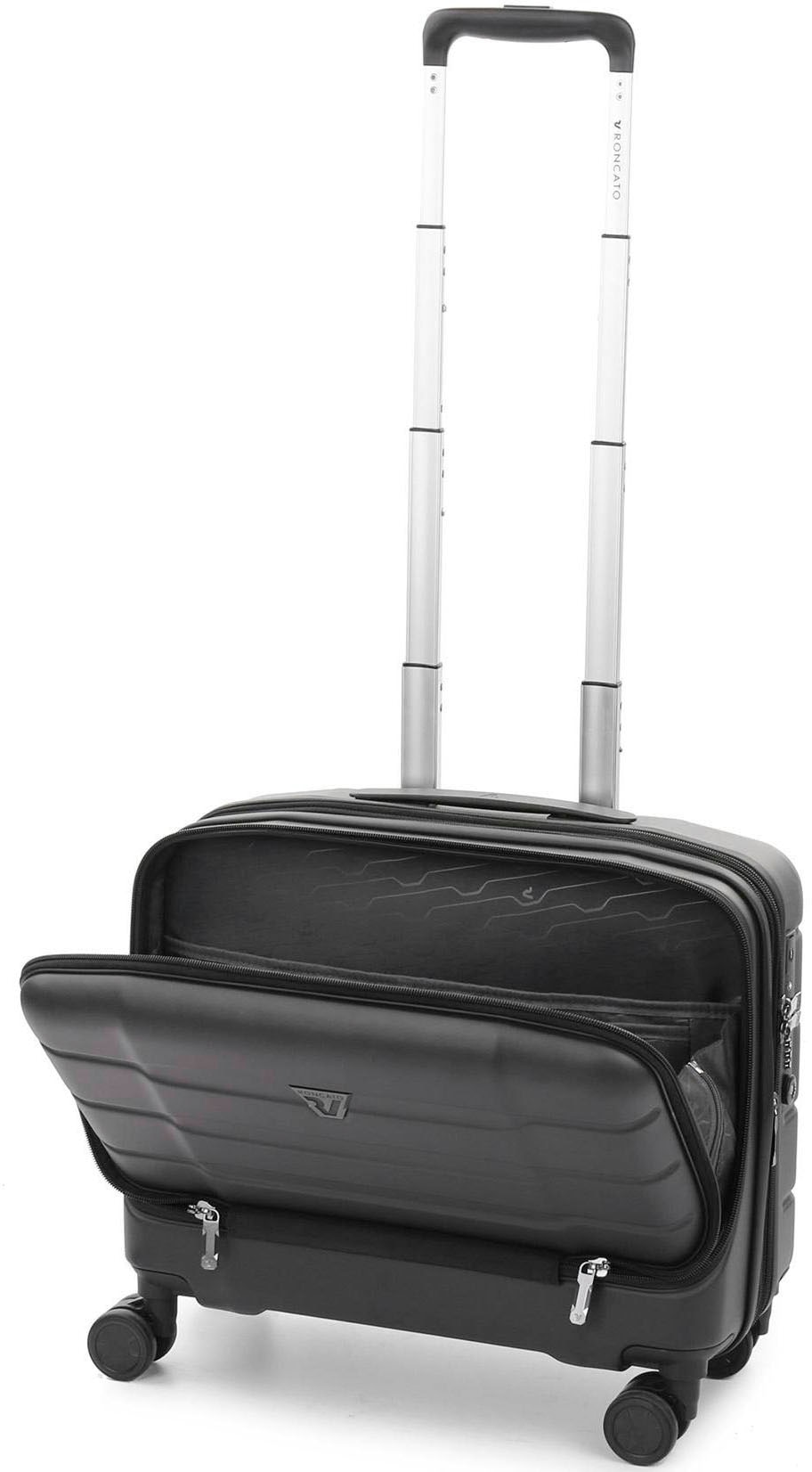 RONCATO Pilotenkoffer »BIZ 4.0 Pilotenkoffer, 4R, erweiterbar, mit Laptopfach, schwarz«, 4 Rollen, Koffer klein, Reisegepäck, Cabin Trolley mit Laptopfach 15,6"