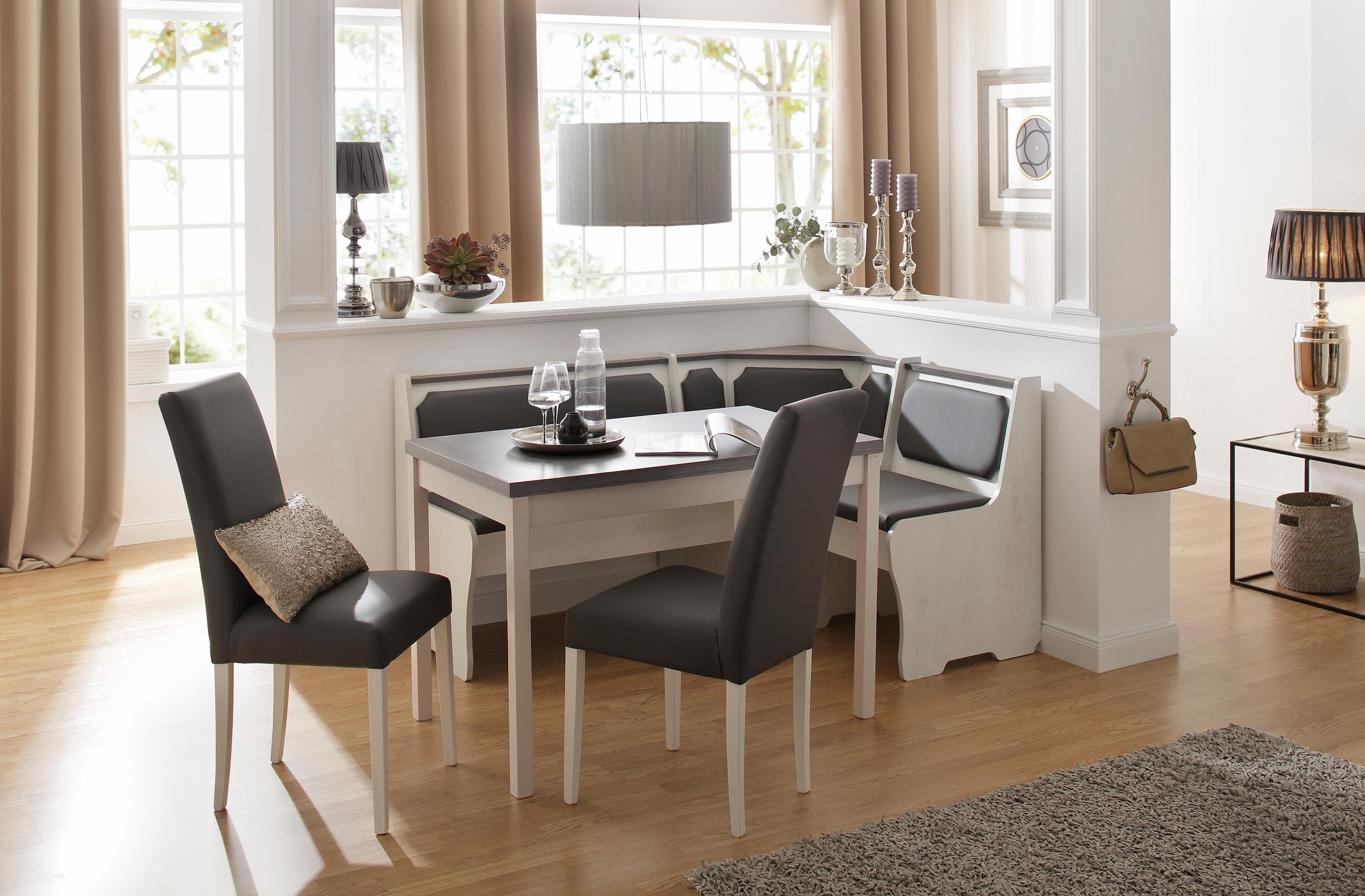 Home affaire Essgruppe »Spree«, (Set, 5 tlg.), bestehend aus Eckbank, Tisch und 2 Stühlen