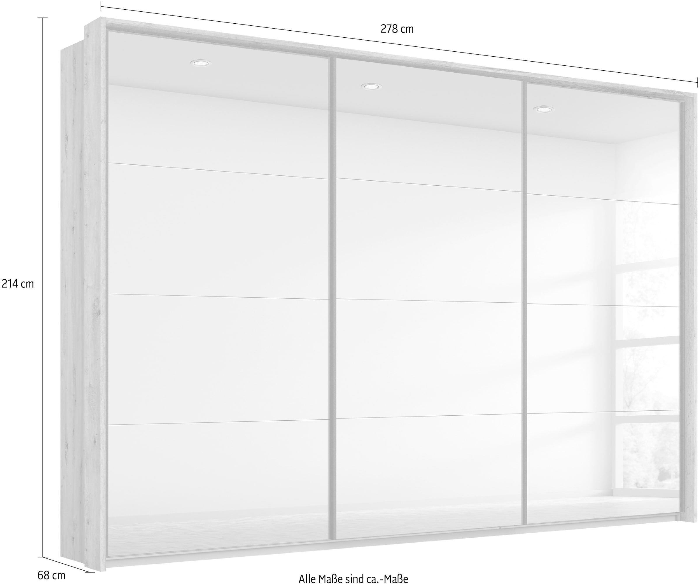 rauch Schwebetürenschrank »Oteli«, mit Spiegelfront und Passepartout optional mit Beleuchtung