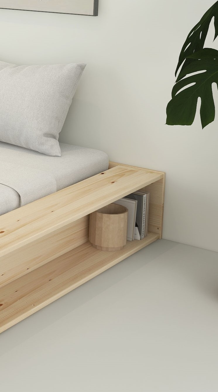 Home affaire Stauraumbett »Erno, Massivholzbett, Futonbett, 275KG belastbar«, (Breite/ Belastbarkeit: 120cm/275 KG, 180cm/275 KG), mit Lattenrost, Massivholz, FSC® zertifiziert, viel Stauraum + Ablagen
