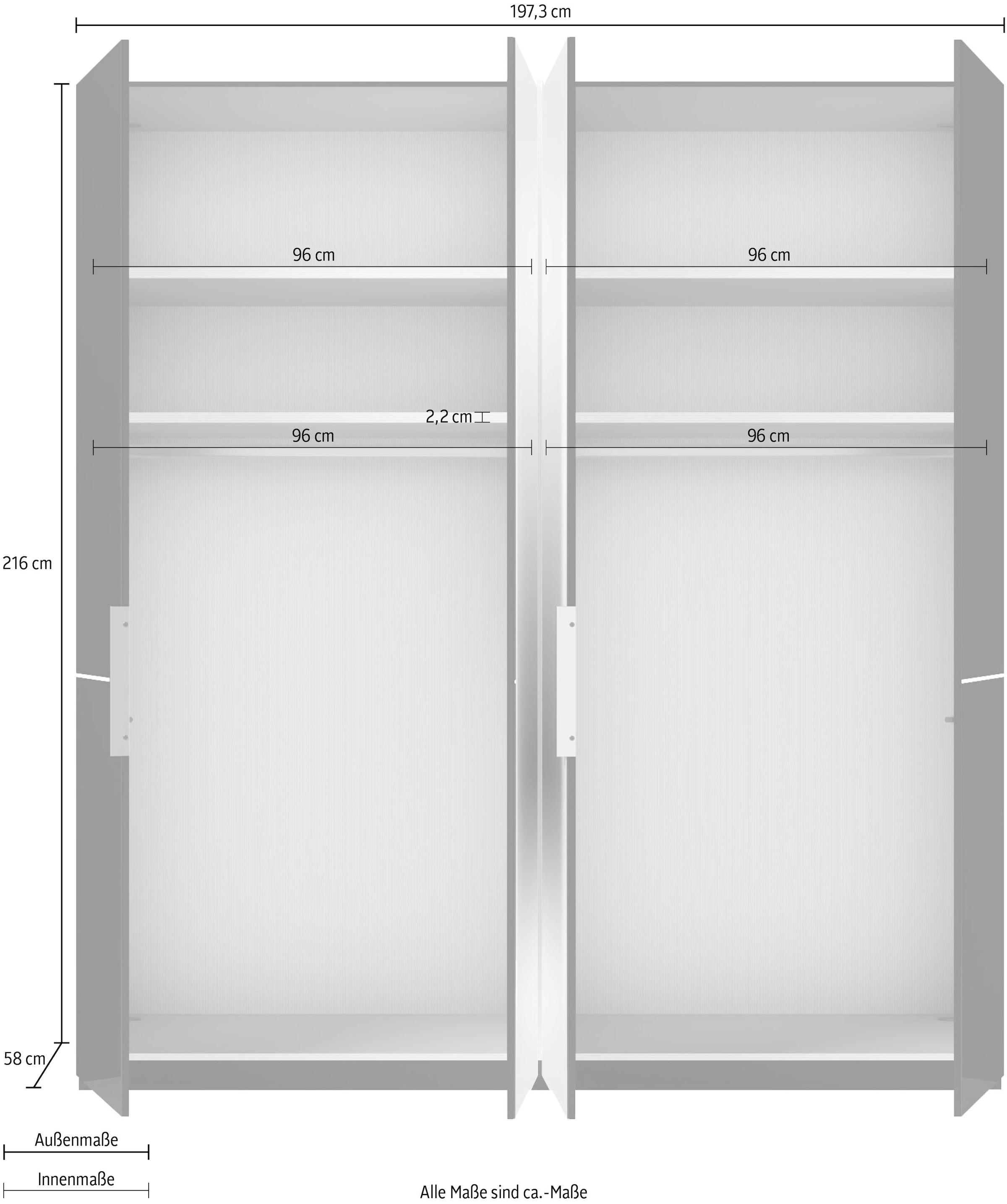 Musterring Drehtürenschrank »Imola W«, inkl. Einlegeböden und Kleiderstangen, mit Glas- und Spiegeltüren