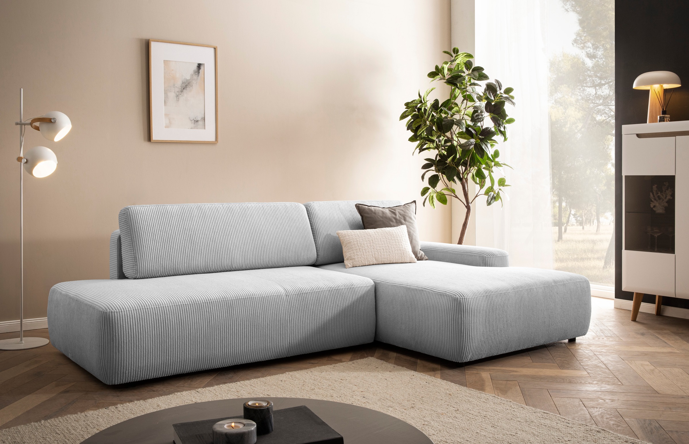 INOSIGN Ecksofa »TORGE, Schlafsofa Cord, Samtvelours u. Strukur fein, Couch günstig online kaufen