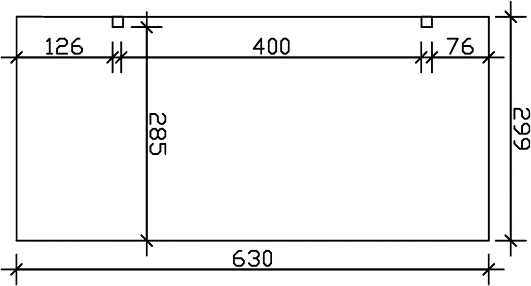 Skanholz Einzelcarport »Schwaben Erweiterung«, 285 cm, Weiß, Erweiterung, 299 x 630 cm