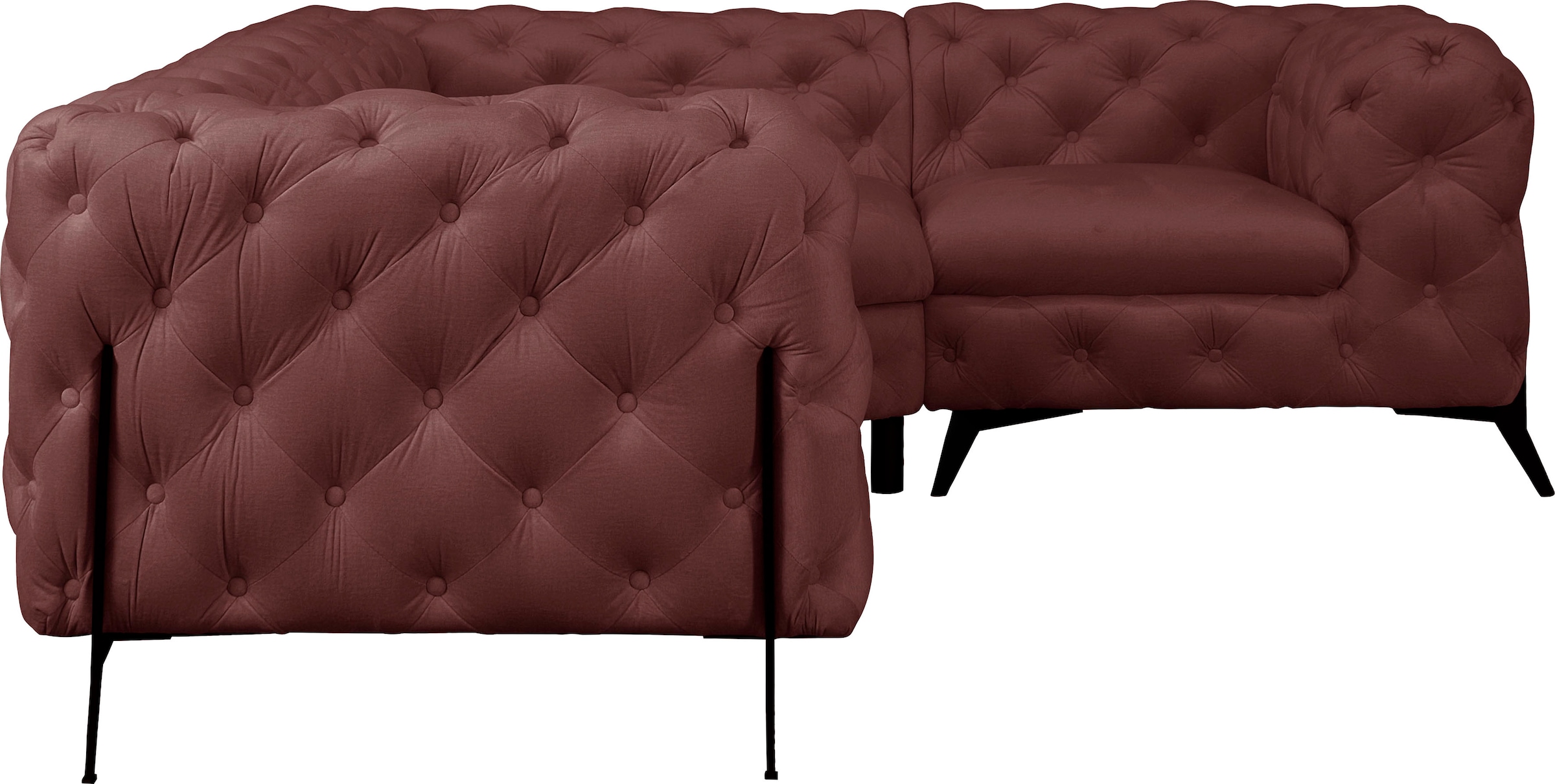 Leonique Chesterfield-Sofa »Amaury L-Form«, moderne Chersterfield-Optik, Breite 262 cm, Fußfarbe wählbar
