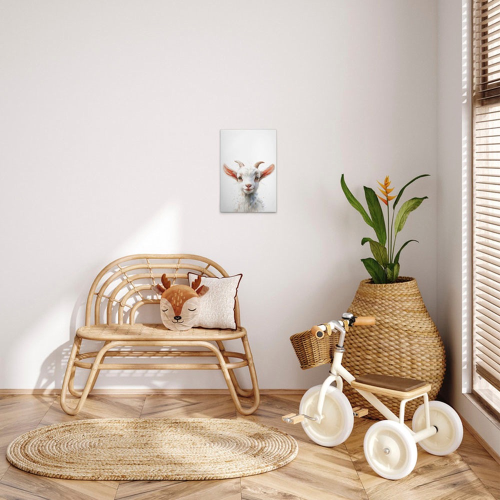 A.S. Création Leinwandbild »Baby Billy Goat - Wandbild Weiß Beige Keilrahme günstig online kaufen