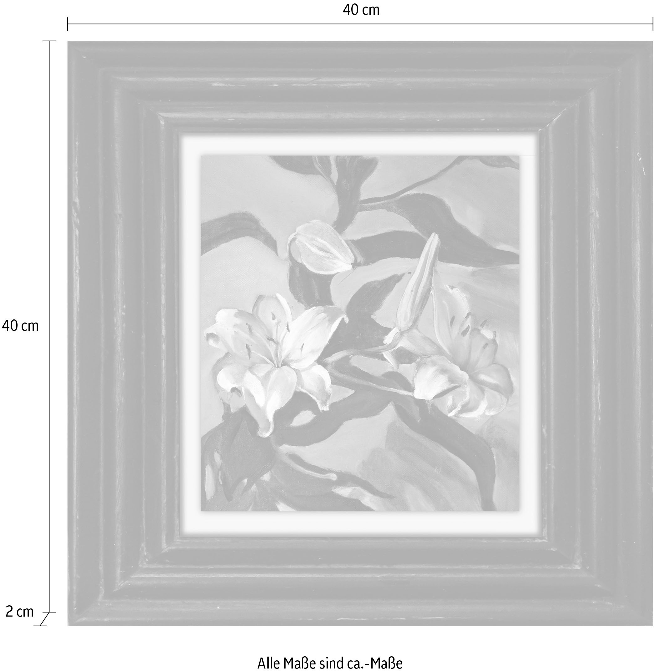 queence Leinwandbild »Blumen«, Kunst-Blumen-Blumenbilder-Stillleben-Garten-Gartenbilder, Premium-Leinwandstoff, Handarbeit aus Deutschland, 40x40cm