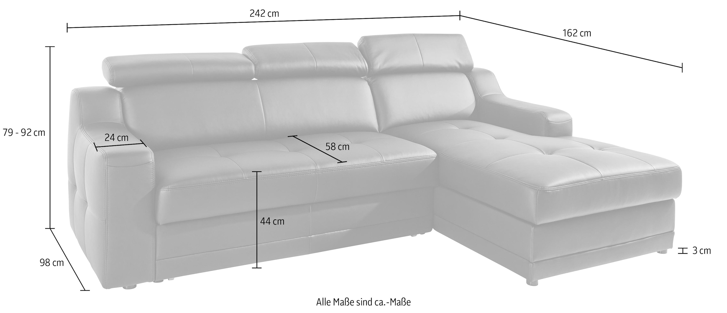 exxpo - sofa fashion Ecksofa »Lotos, bequem und funktionell, L-Form«, mit Kopf- bzw. Rückenverstellung, wahlweise mit Bettfunktion