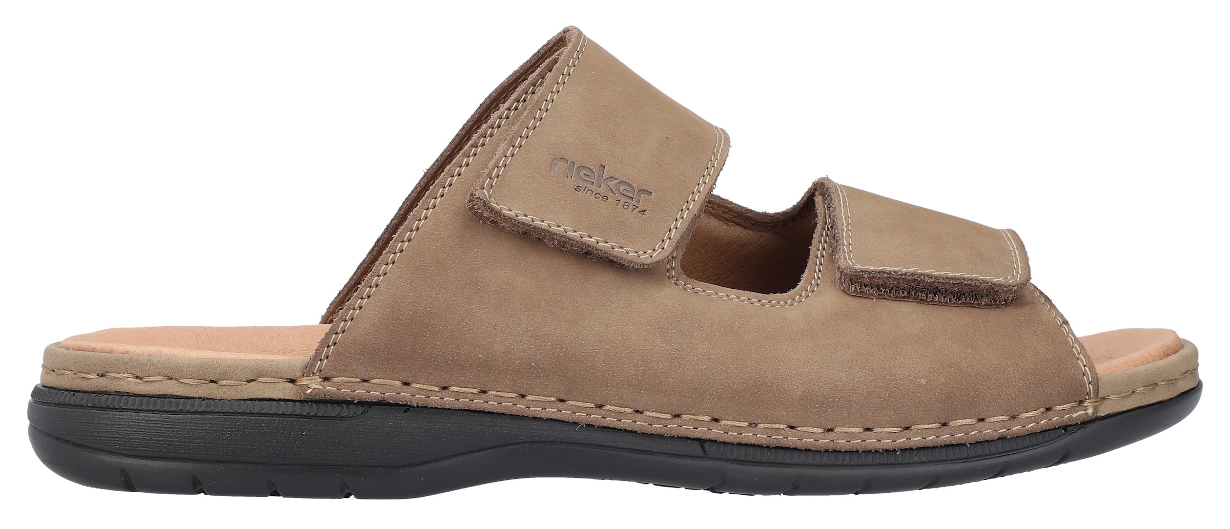 Rieker Pantolette, Sommerschuh, Schlappen, Klettschuh, mit Leder-Innensohle