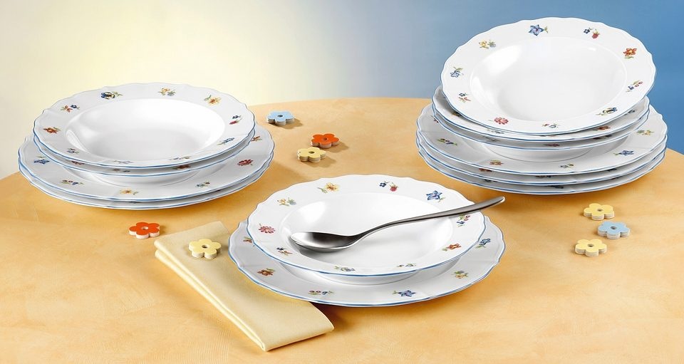 Seltmann Weiden Tafelservice »Teller Set, Geschirr-Set Sonate Nostalgie«, (Set, 12 tlg.), Teller-Set, Suppenteller, Made in Germany, 18 Teile, für 6 Personen