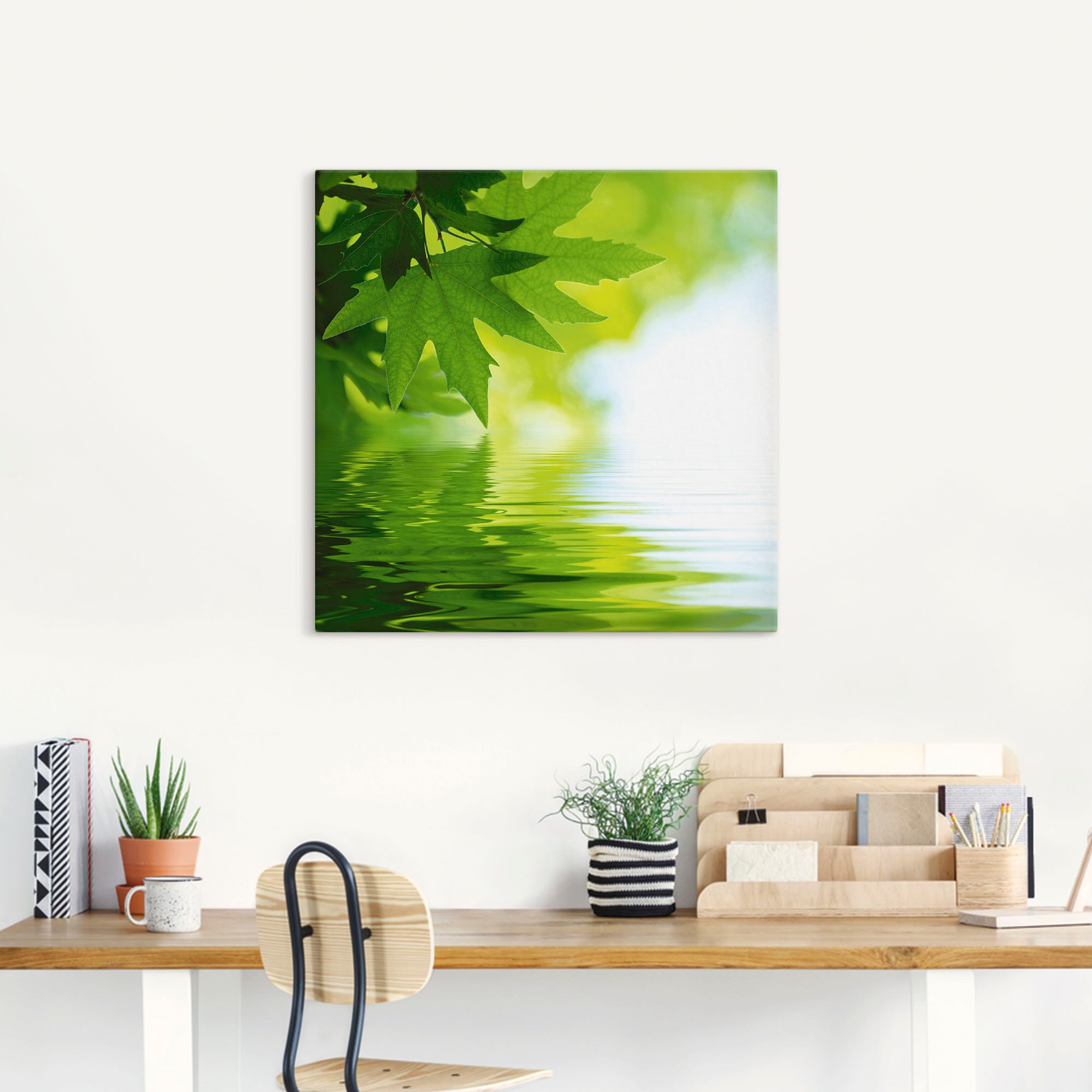 Artland Wandbild "Grüne Blätter reflektieren im Wasser", Blätter, (1 St.), günstig online kaufen