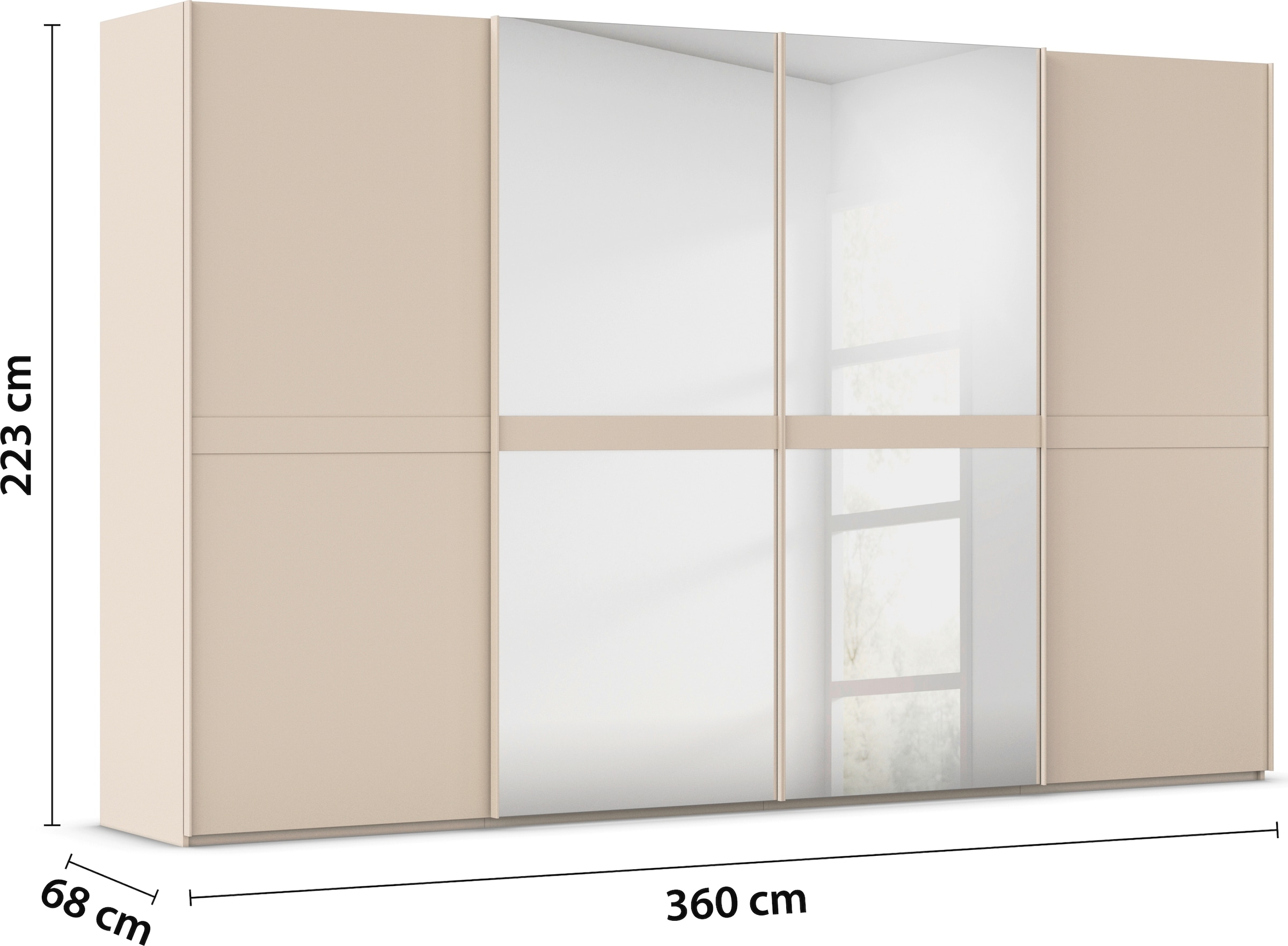 rauch Schwebetürenschrank »Kleiderschrank Schrank Garderobe Schlafzimmerschrank SCALE-LINE«, edle Optik mit Bauchbinde in Korpusfarbe mit Spiegel MADE IN GERMANY