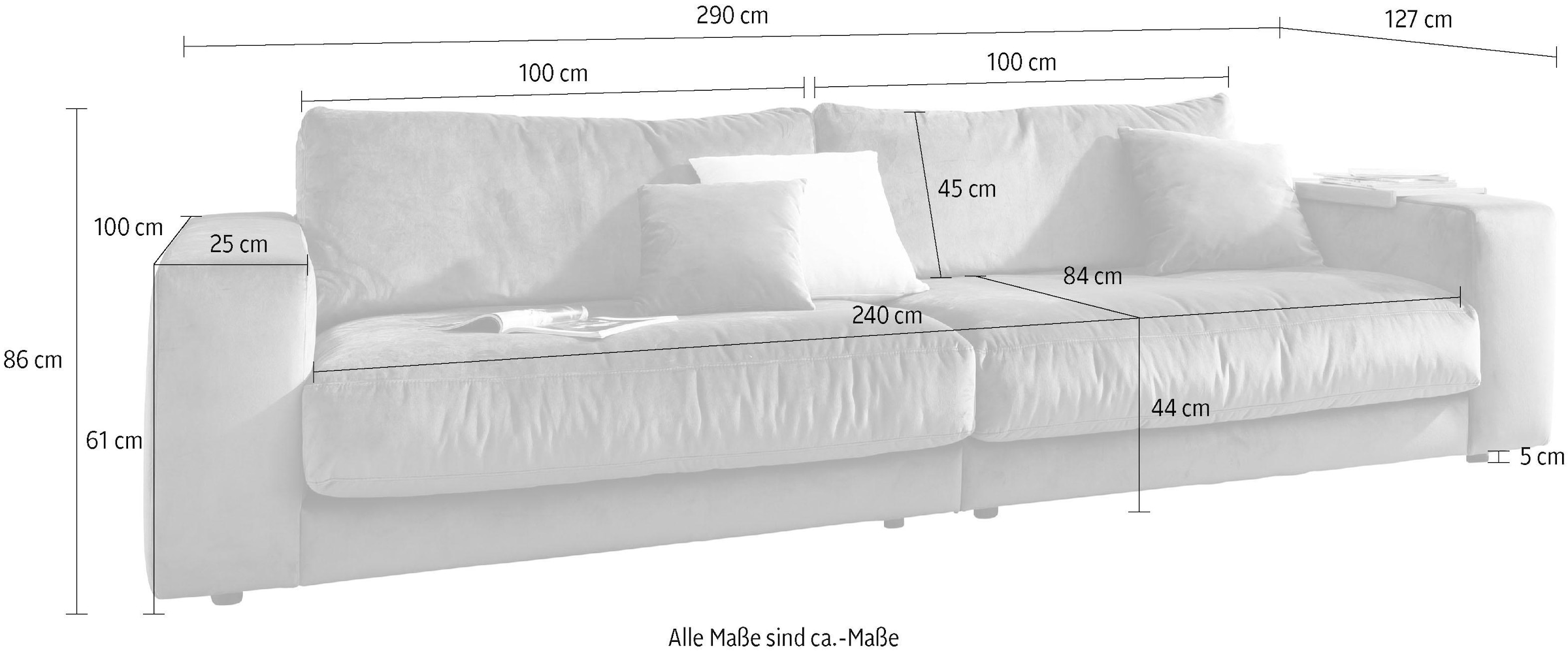 3C Candy Big-Sofa »Enisa II, elegantes Mega-Sofa, super bequem und toll verarbeitet,«, bestehend aus Modulen, daher auch individuell aufstellbar