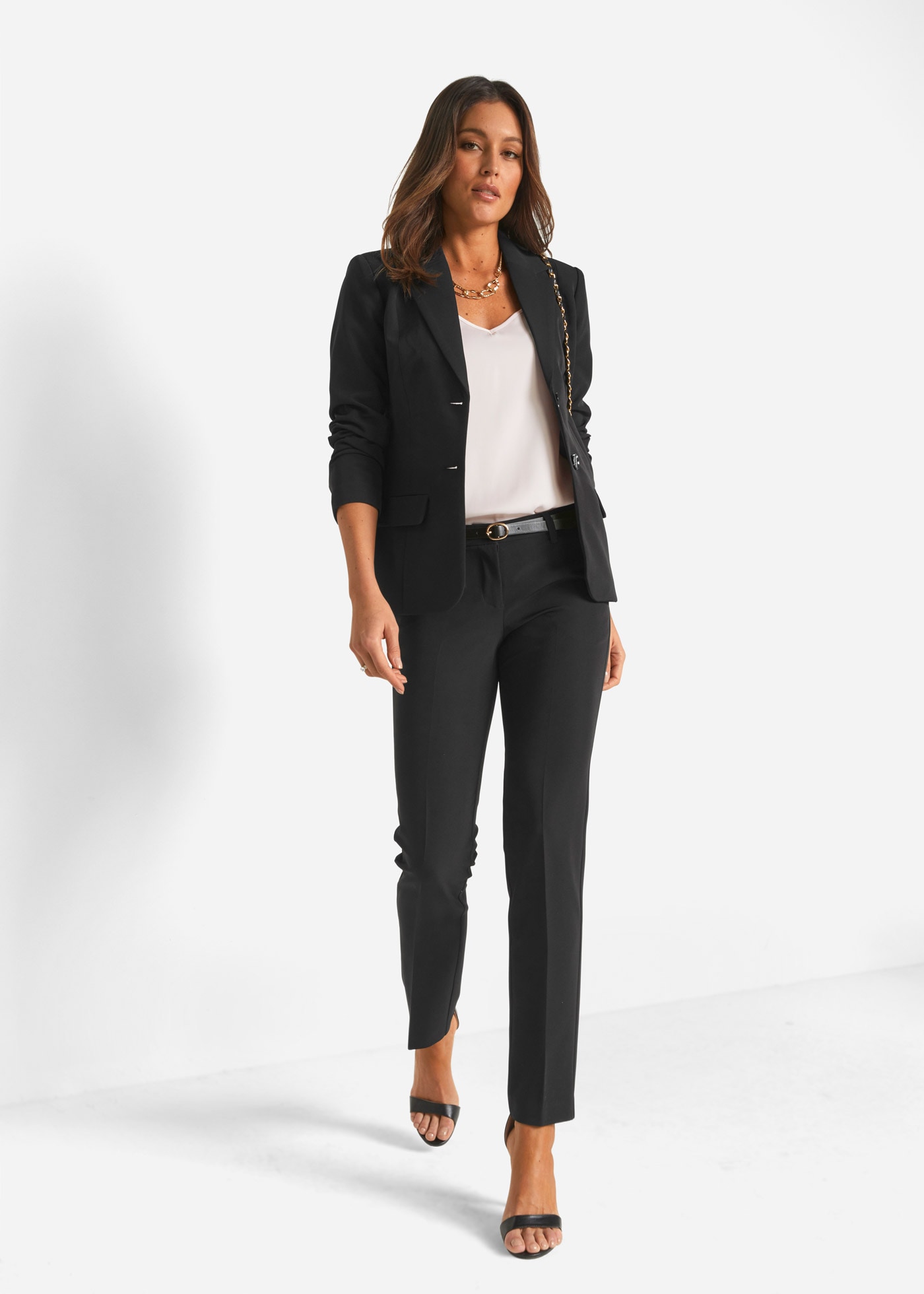 bonprix Hosenanzug »Hosenanzug (2-tlg.Set)« Set, 2 tlg. schmal bestehend aus Blazer und Hose, vollständig gefüttert, schmale Passform
