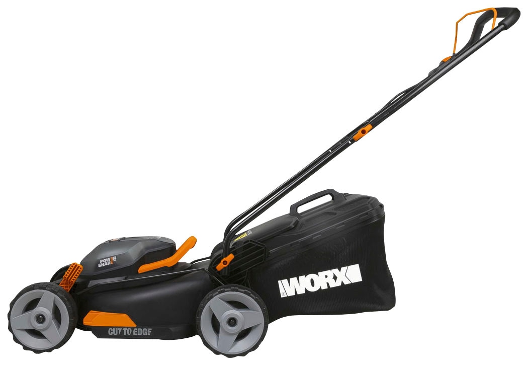 Worx Akkurasenmäher »WG743E«, (Set), 40V/ 2x4Ah 500m², 40cm/20-80mm, 45 Liter