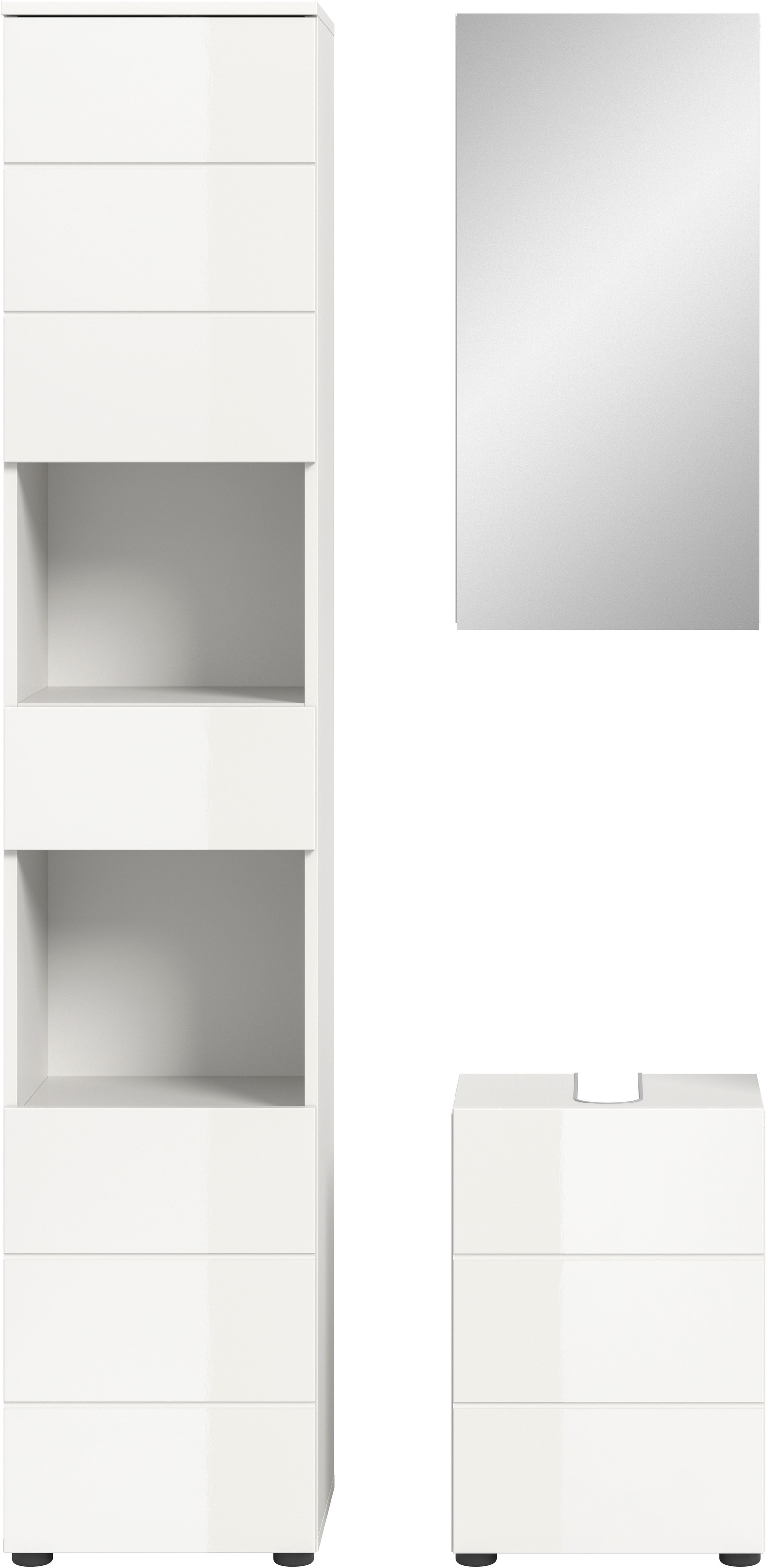 welltime Badmöbel-Set »Biel, Höhe 190 cm, Hochschrank, Unterschrank, Spiegelschrank«, (3 St.), Bad Set, modernes Design, Hochschrank, Unterschrank, Spiegel