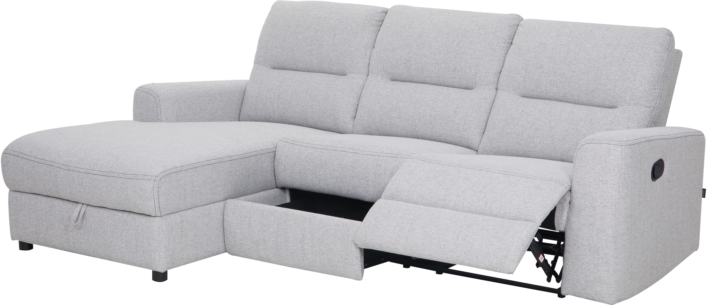 Home affaire Ecksofa »VENOIR, L-Form, 250 cm, manuelle u. elektrische Funktion (m. USB A/C)«, Stauraum unter der Recamiere, 2. Staufach, Federkern