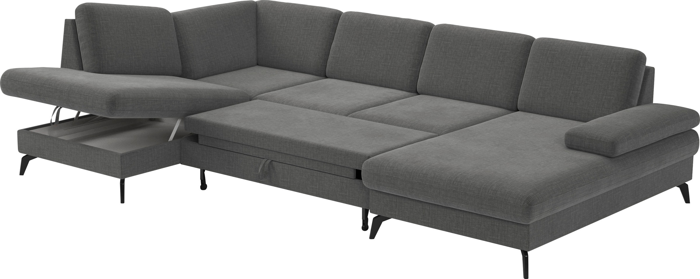sit&more Wohnlandschaft »Morris U-Form, inkl. Sitztiefenverstellung«, wahlweise mit Armteilverstellung, Bettfunktion & Bettkasten