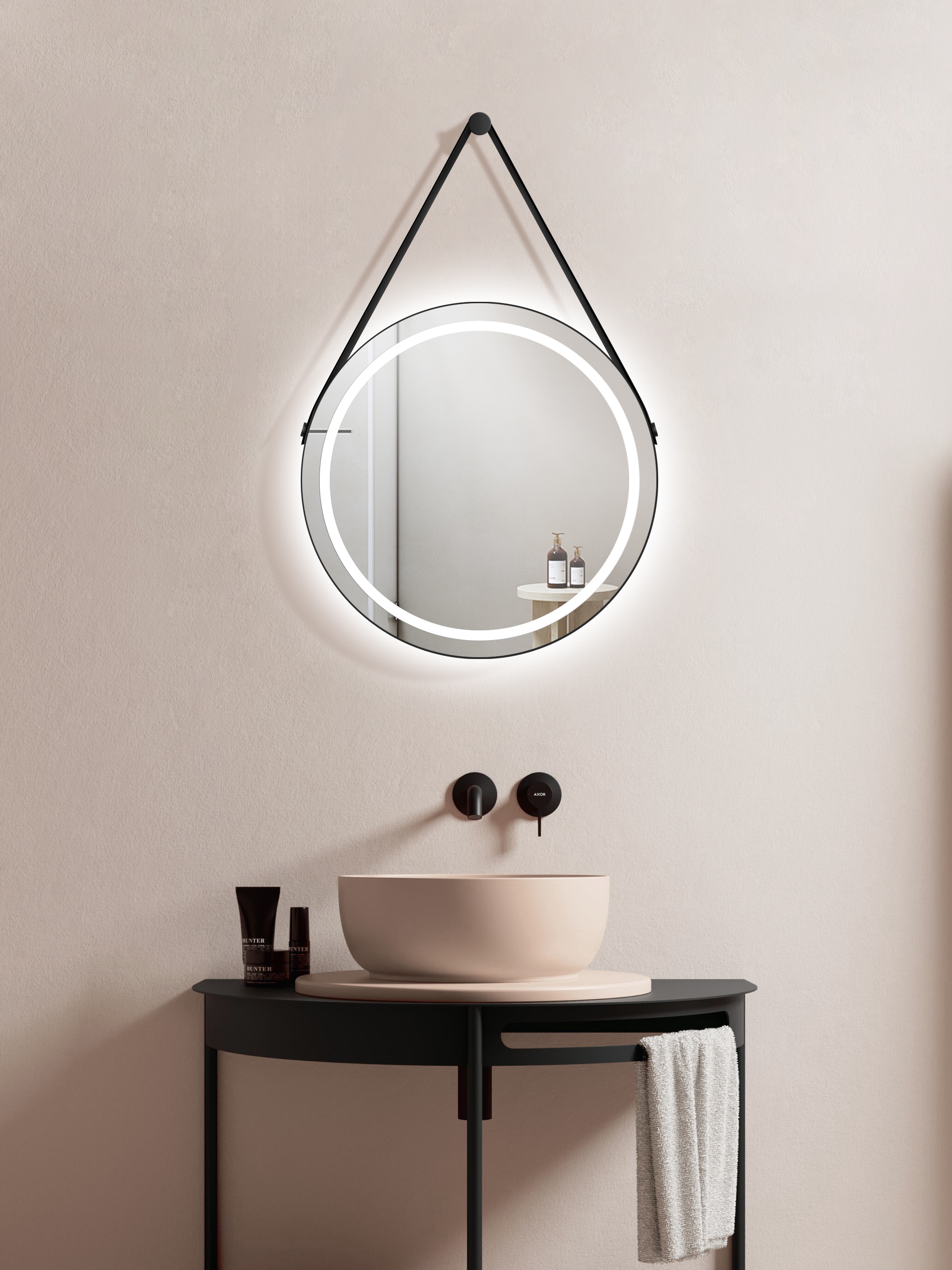 Talos Spiegel »TALOS CORVIA«, austauschbare LED Beleuchtung, Shine in matt, Ø50 cm