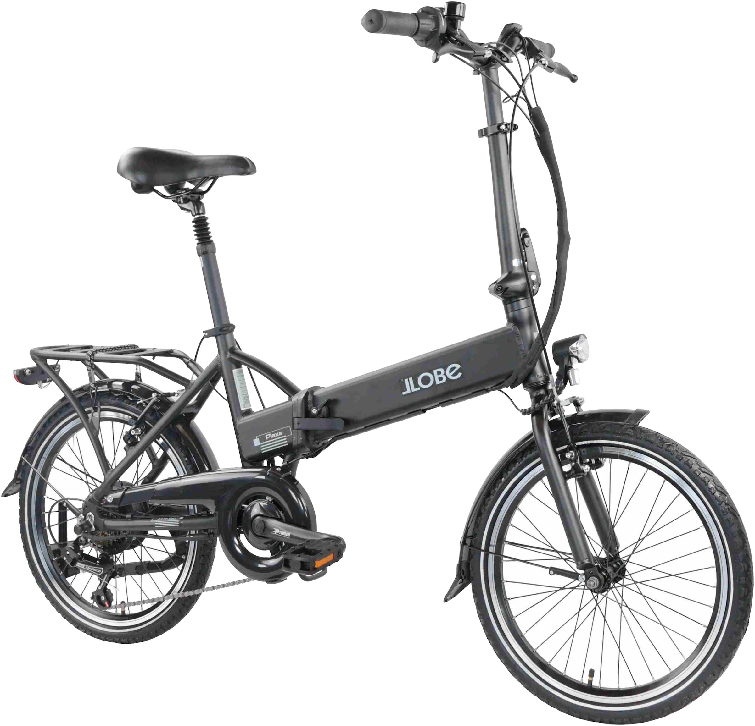 LLobe »Falt E-Bike 20" Plexa« 6 Gang Shimano Tourney Schaltwerk Kettenschaltung Heckmotor 250 W