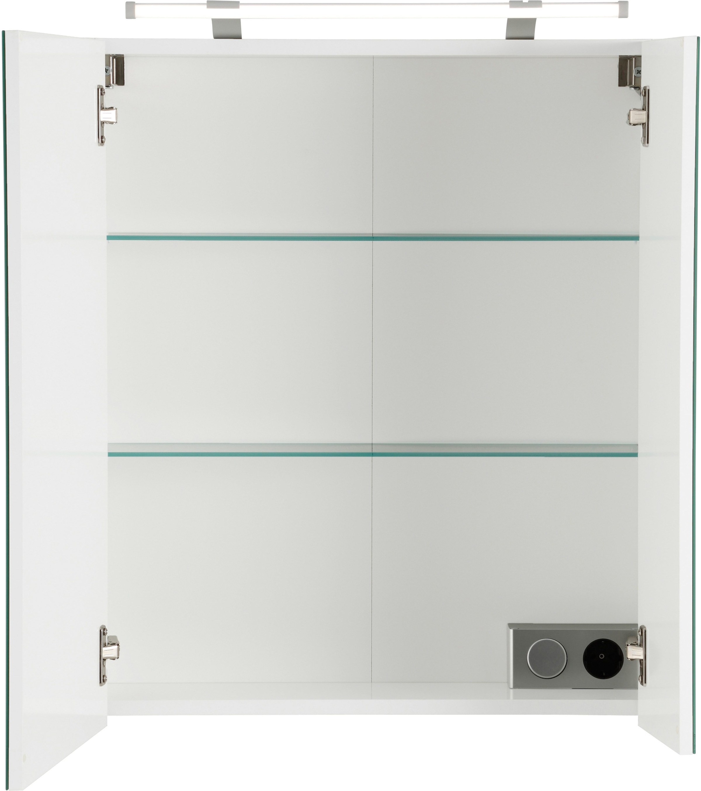 Schildmeyer Spiegelschrank »Dorina«, Breite 60 Schalter-/Steckdosenbox cm, Rechnung LED-Beleuchtung, auf 2-türig, kaufen