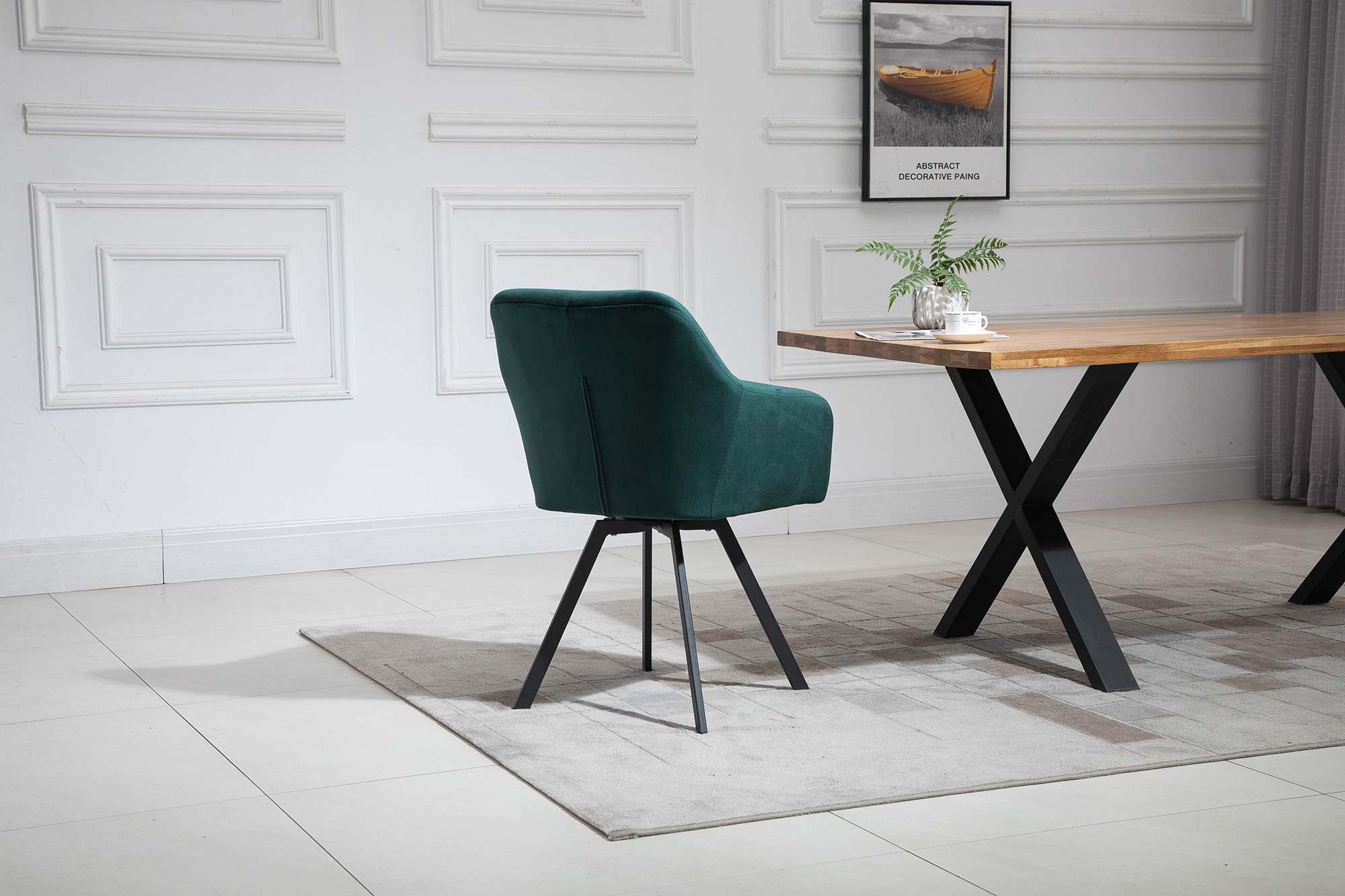 SalesFever Essgruppe, (Set, 5 tlg.), Stühle mit 360° Drehplatte unter der Sitzfläche, mit echter Baumkante