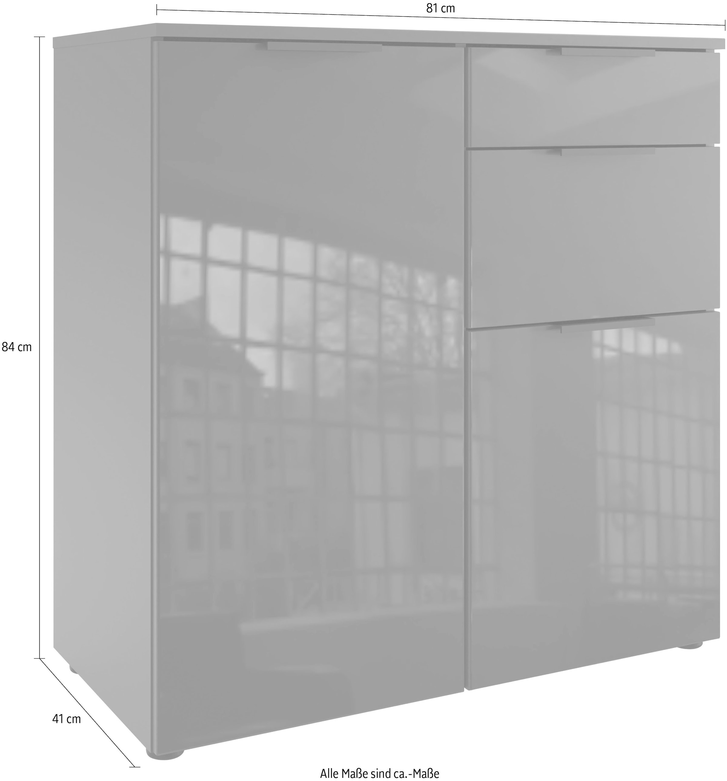 Wimex Kombikommode »Level36 black C by fresh to go«, mit Glaselementen auf der Front, soft-close Funktion, 81cm breit