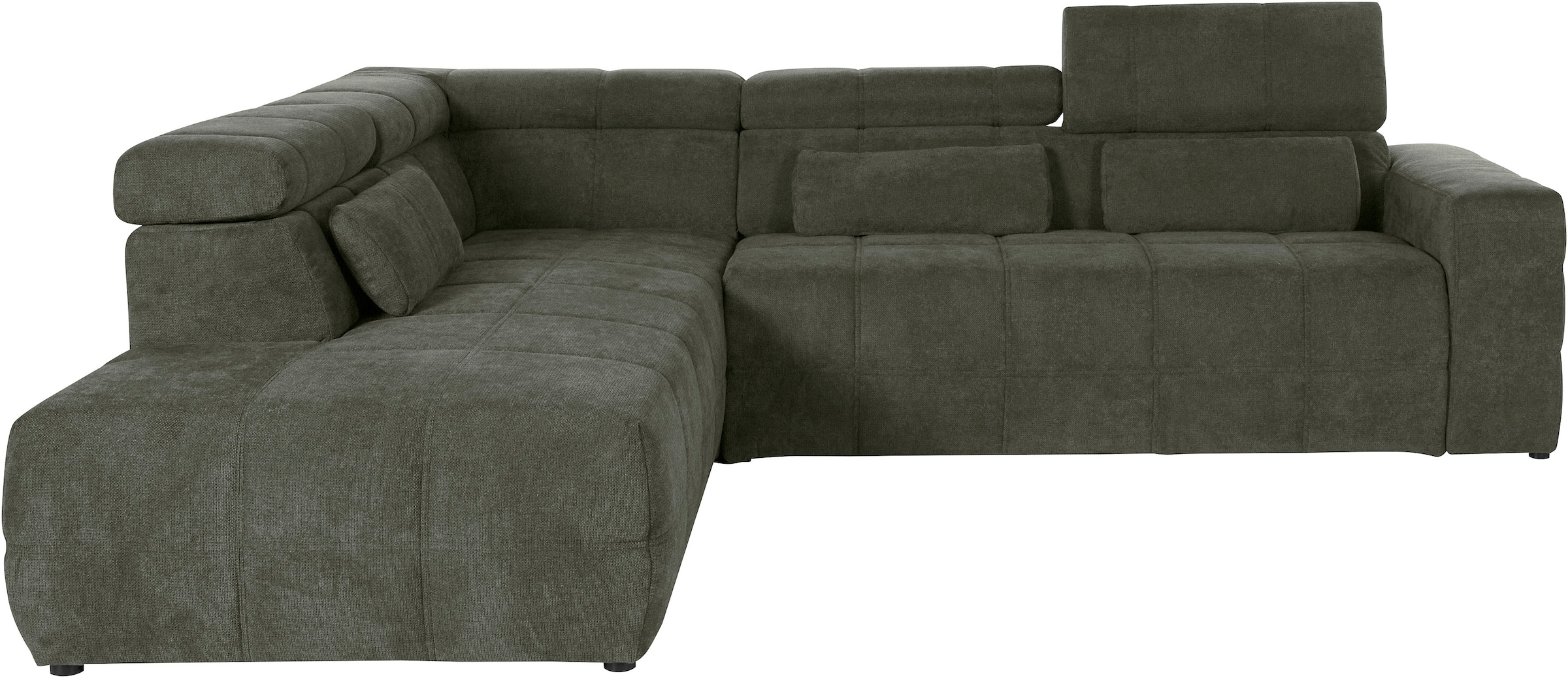 DOMO collection Ecksofa »Brandon L-Form, auch in Leder«, inklusive Kopfteilverstellung, wahlweise mit Sitztiefenverstellung