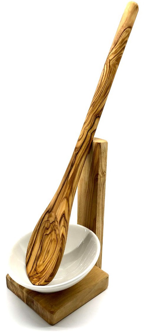 Olivenholz-erleben Kochlöffelhalter »inkl. Kochlöffel und Porzellanschale, aus Olivenholz« Mediterraner Look, inklusive Porzellanschale, plastikfrei