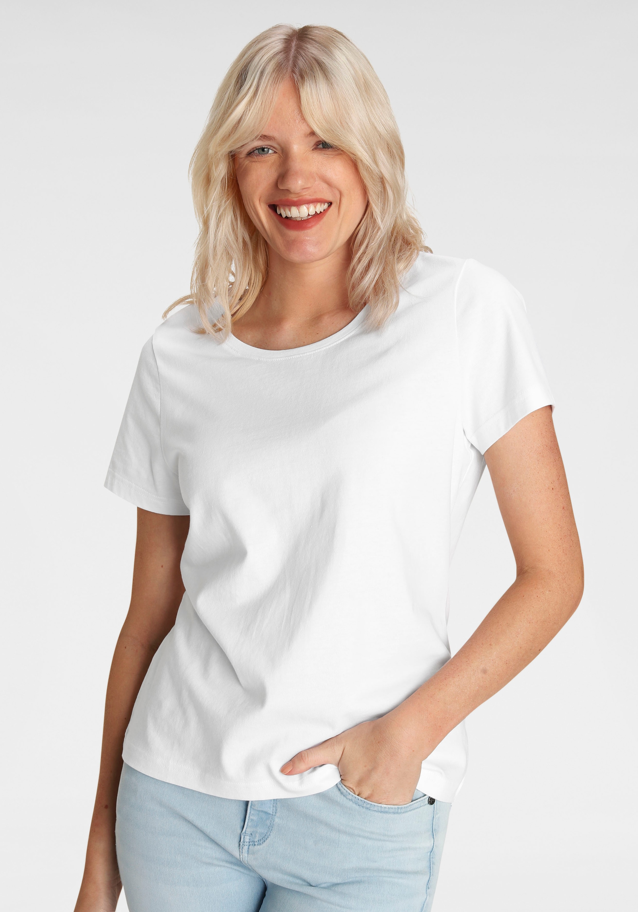 Eastwind T-Shirt, (Packung, 3 tlg., 3er-Pack), Kurzarm, hüftlang, für die Freizeit, aus Baumwolle
