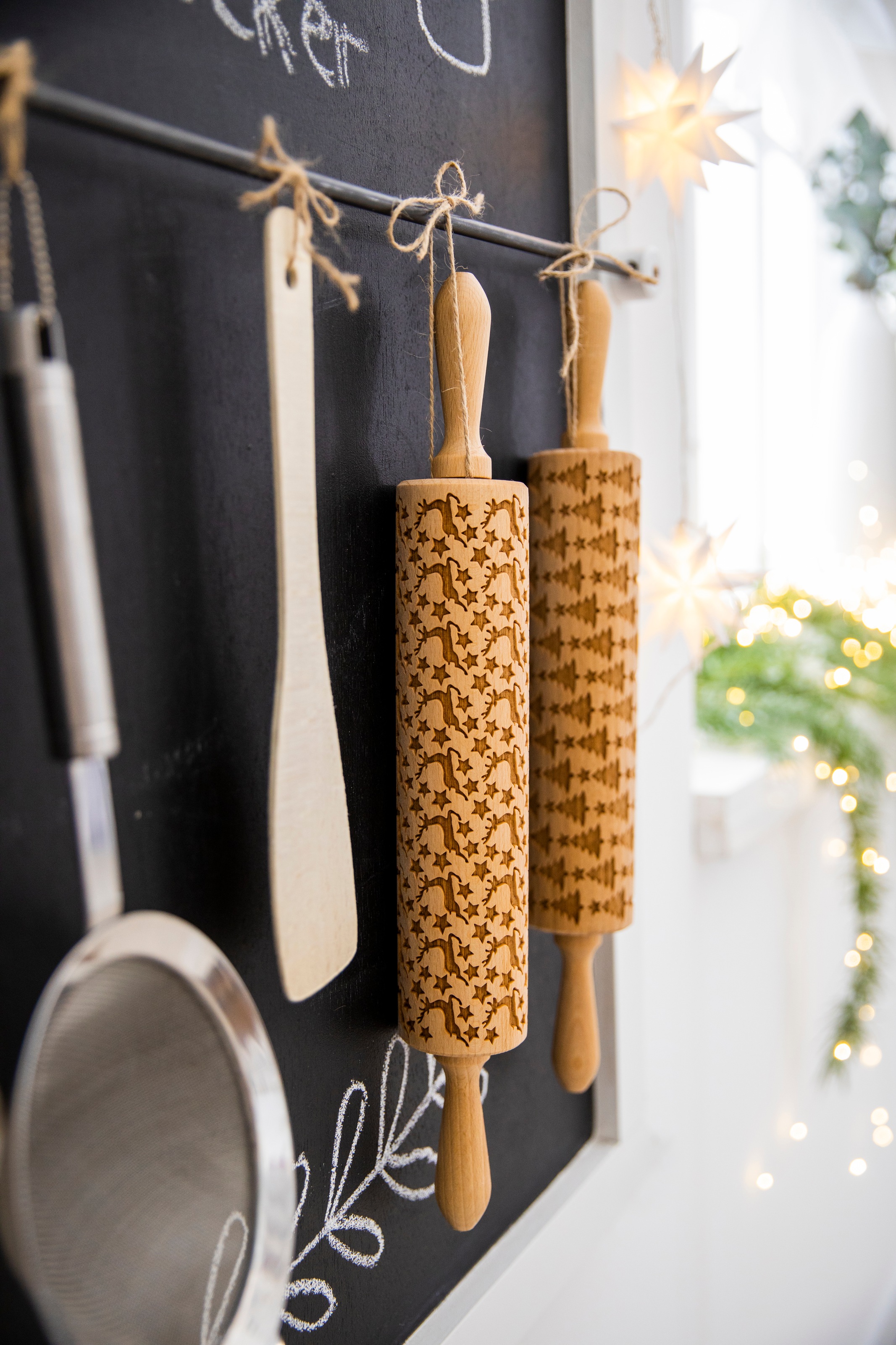 folkroll Teigroller »3D-Motiv-Teigrolle«, Rentier Sterne