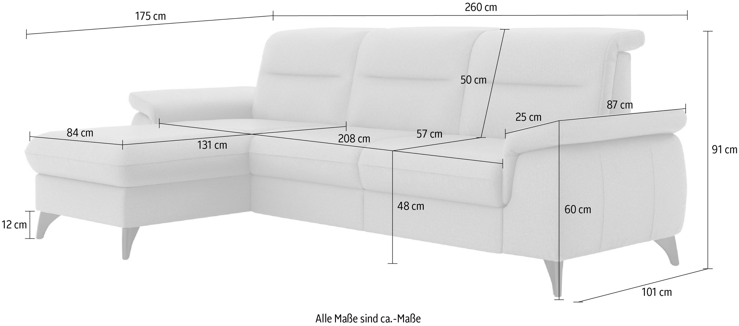 sit&more Ecksofa »Astoria L-Form«, wahlweise mit motorischer Relaxfunktion