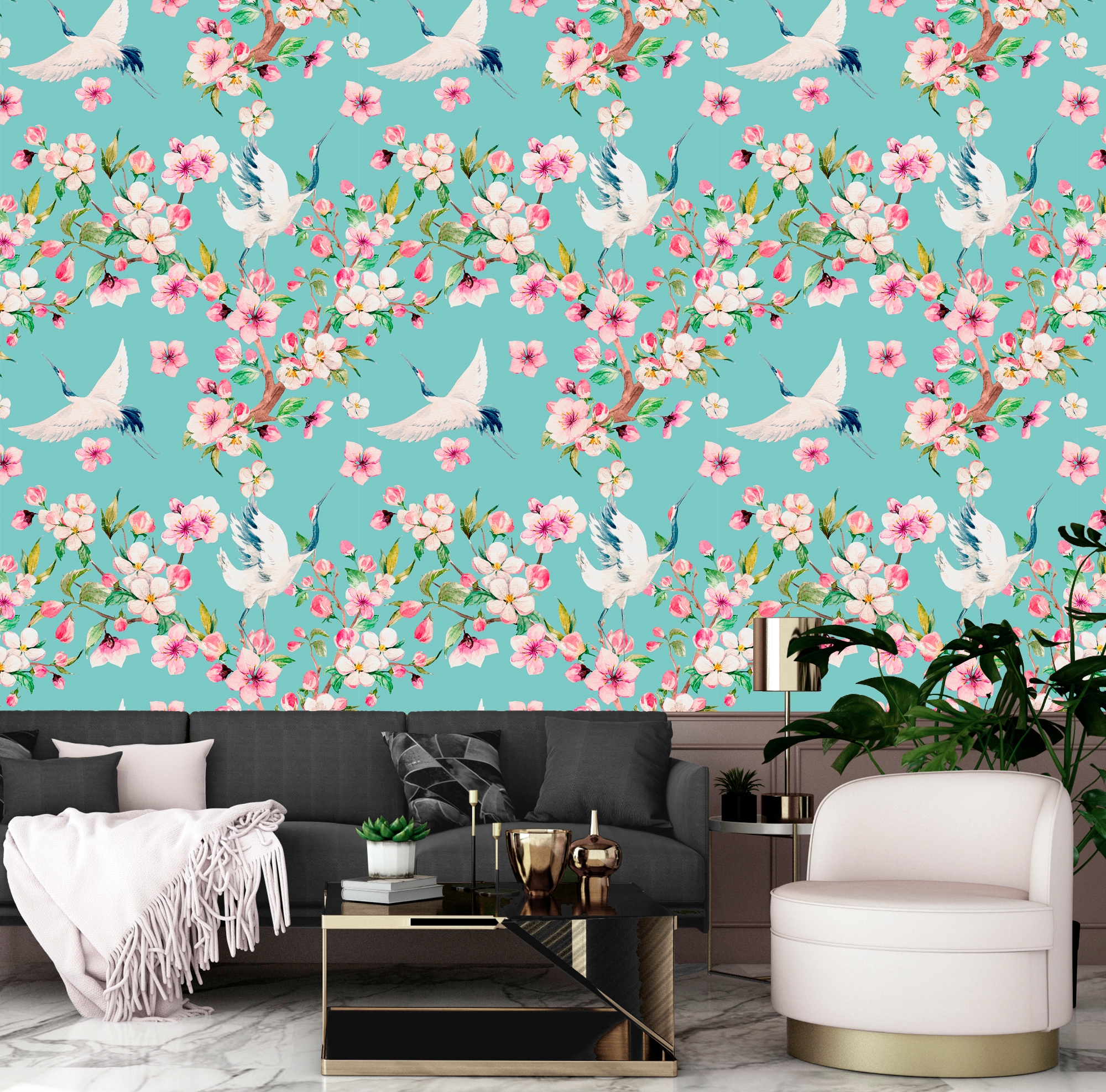 queence Vinyltapete »Freya« Motiv | bedruckt | botanisch | geblümt | gemustert | natürlich glatt 90x250cm, selbstklebend, kinderleichte Anbringung, , Sticker