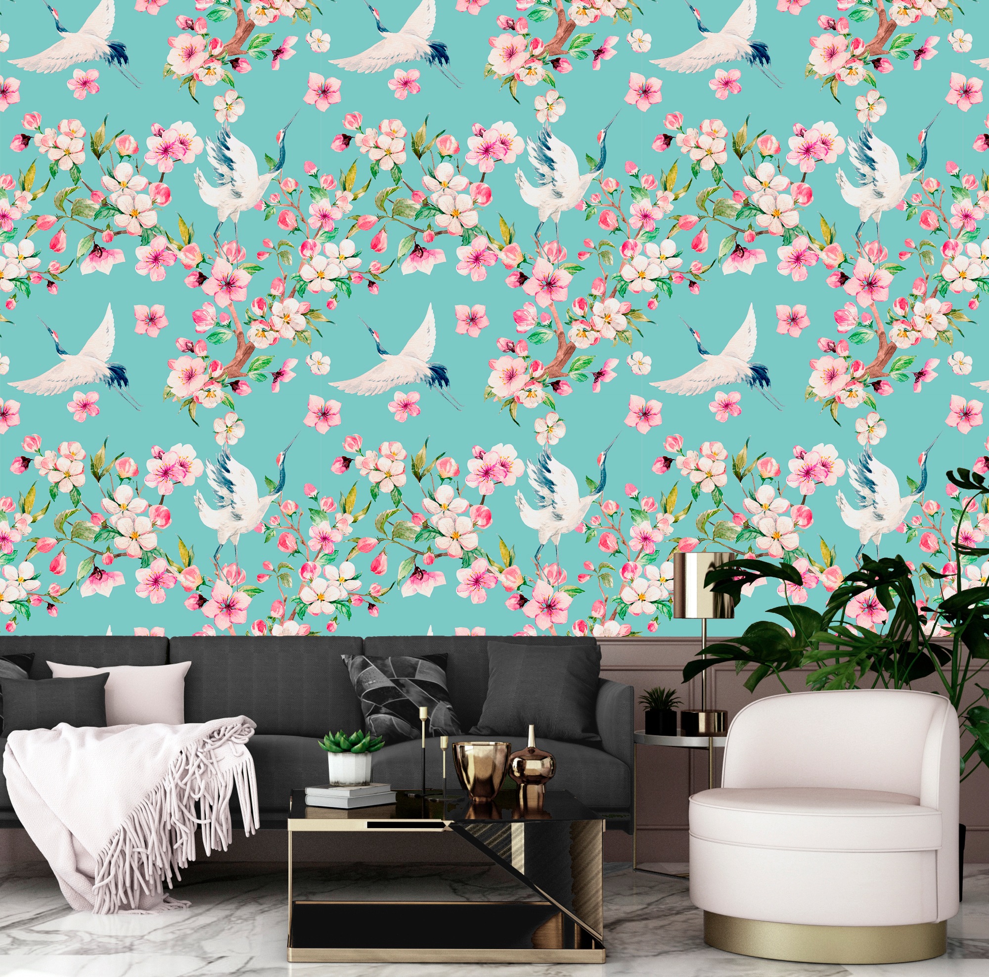 queence Vinyltapete »Freya« Motiv   bedruckt   botanisch   floral   gemuste günstig online kaufen
