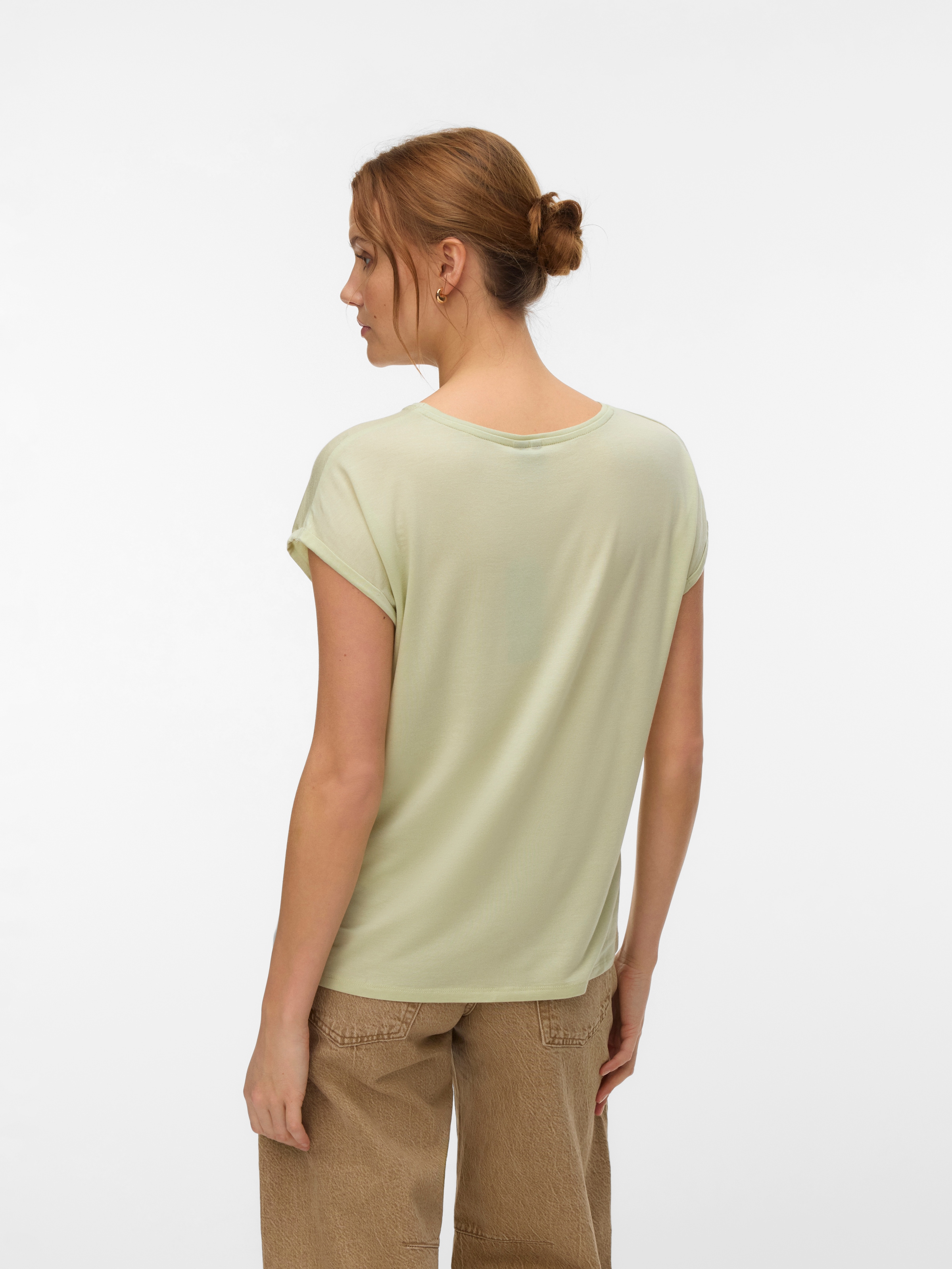 Vero Moda T-Shirt »VMAVA PLAIN SS TOP JRS NOOS« Materialmix, regular fit