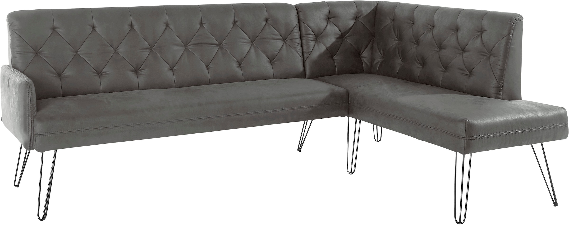 exxpo - sofa fashion Eckbank »Doppio, Chesterfield Optik, komfortabel und bequem, hohe Designfüße«, Frei im Raum stellbar