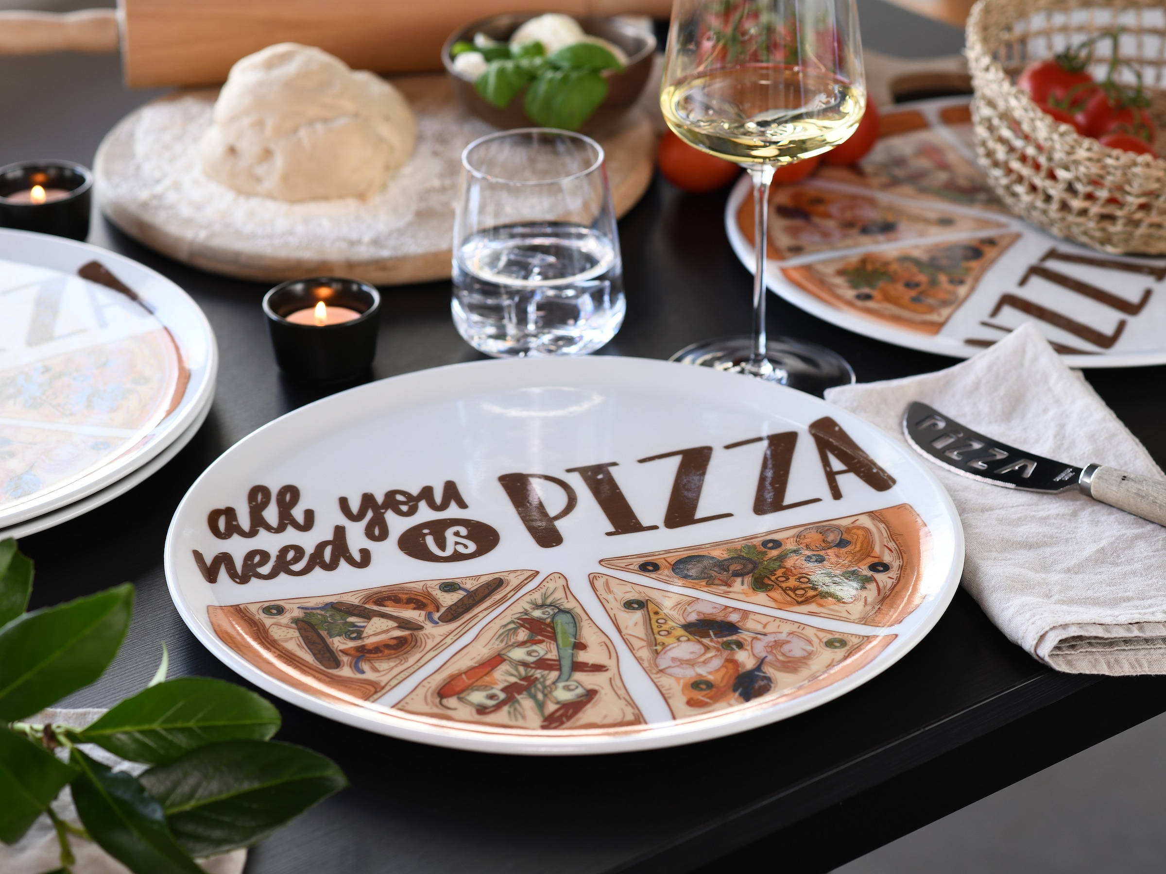 CreaTable Pizzateller »Europa All You Need, Pizzateller 33 cm 6-tlg«, (Set, 6 St.), Pizzamotiv, Europäische Qualität