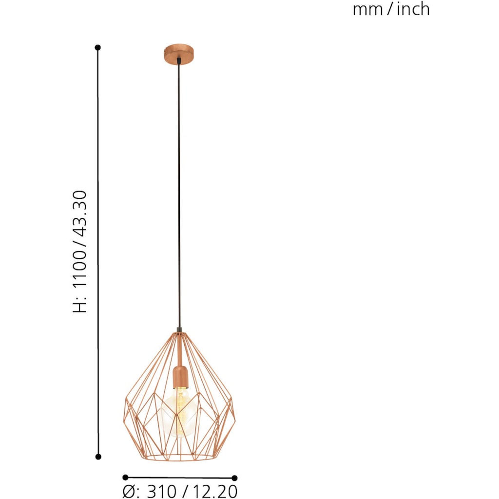 EGLO Pendelleuchte »CARLTON«, 1 flammig-flammig