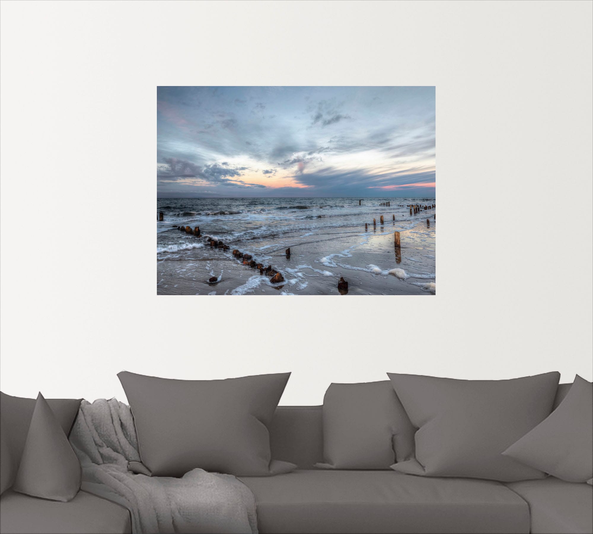 Artland Wandbild »Winter Sonnenuntergang am Meer«, Gewässer, (1 St.), als Leinwandbild, Poster, Wandaufkleber in verschied. Größen