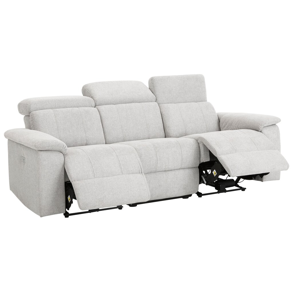 Home affaire 3-Sitzer »Binado«, Wahlweise mit manueller oder elektrischer Relaxfunktion mit USB-Anschluss, Federkern-Polsterung