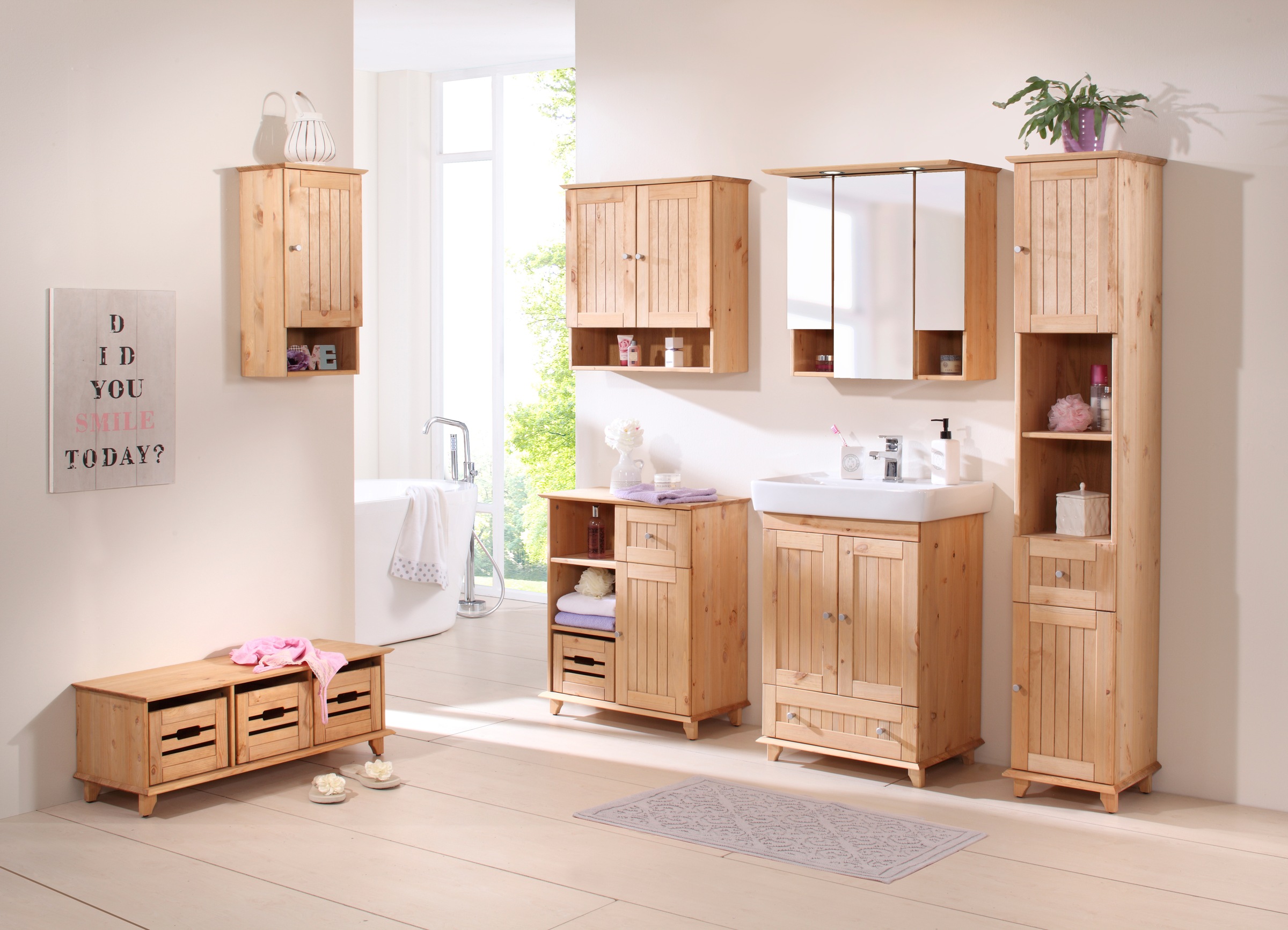 welltime Hängeschrank »Venezia«, Badmöbel aus Massivholz, Breite 63 cm günstig online kaufen